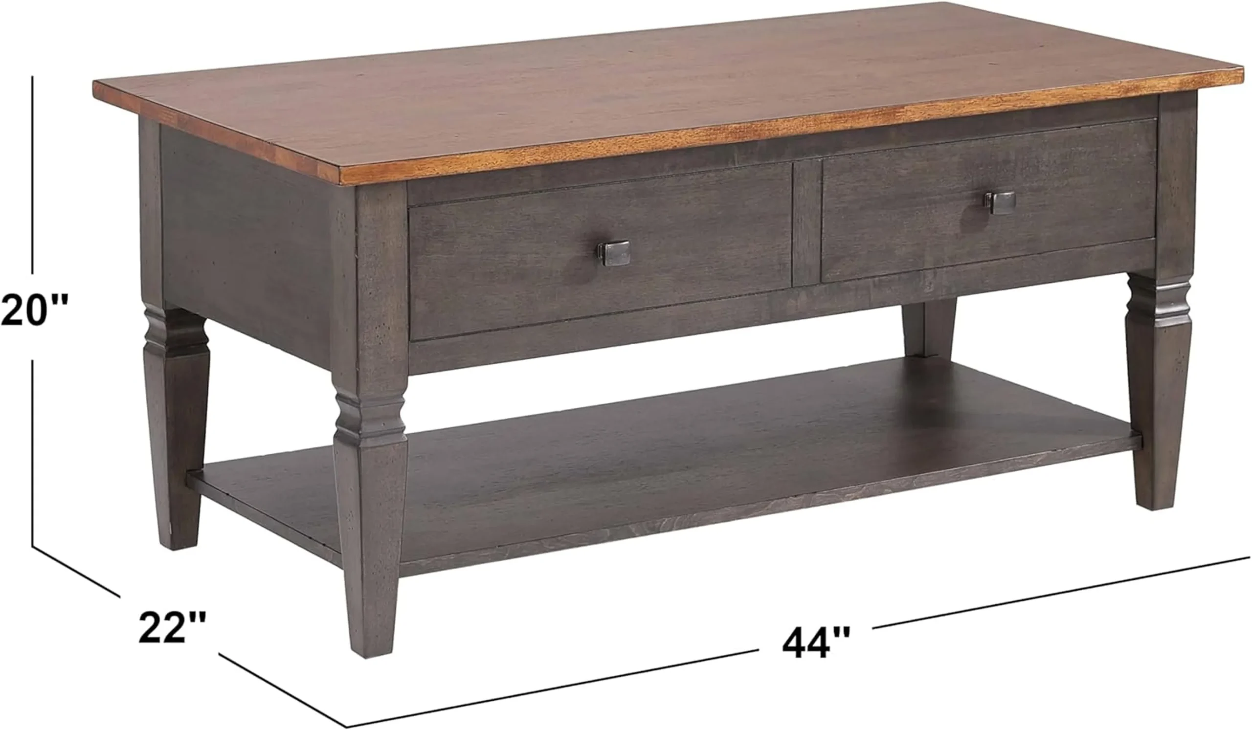 Bàn trà chữ nhật Sunset Trading Dakota 56cm x 112cm có ngăn kéo và kệ - Ảnh 3