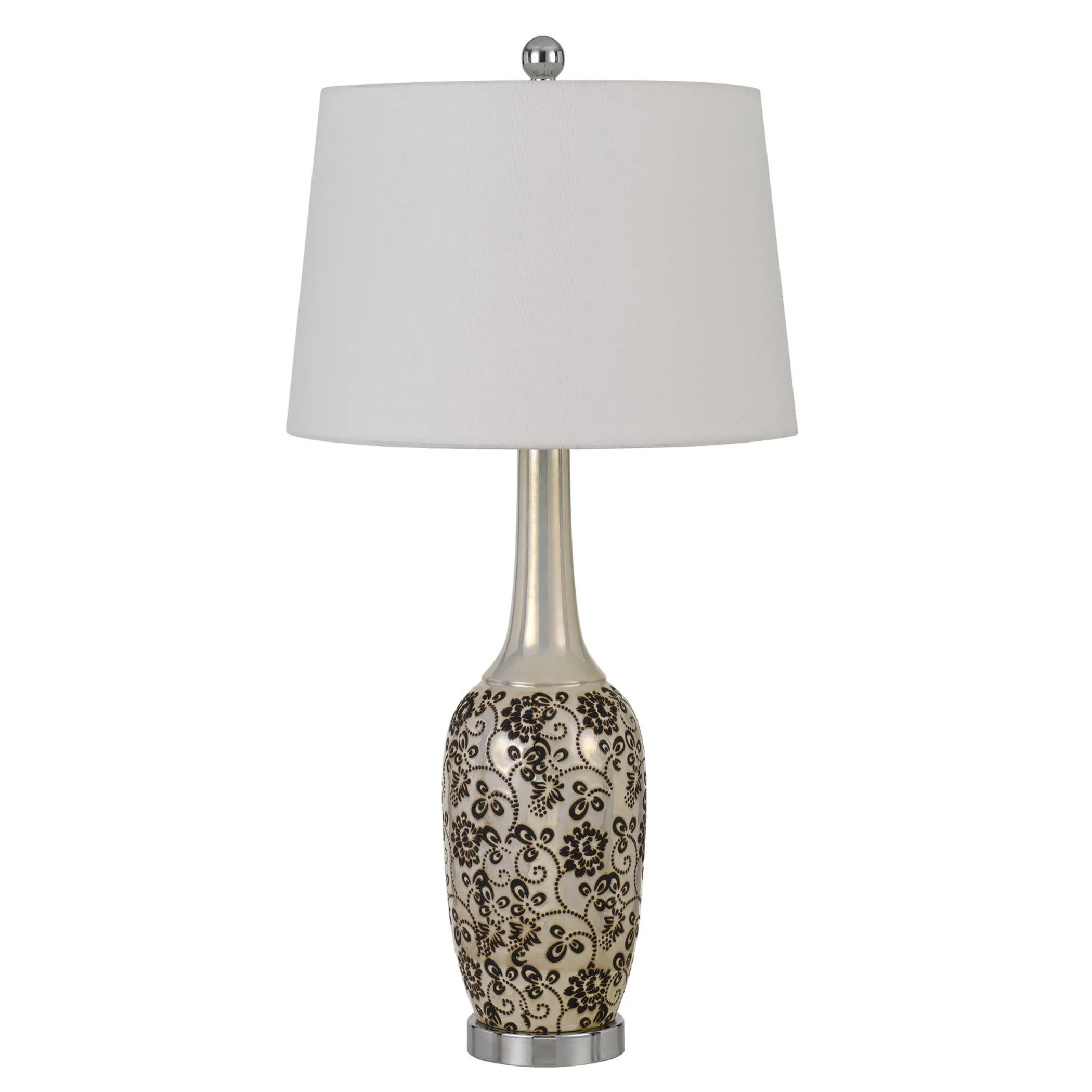 Bộ 2 đèn ngủ đầu giường 2 bóng 76cm kim loại bạc chụp cầu trắng - Ảnh 2