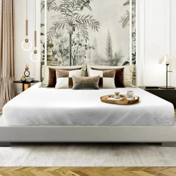 Ga phủ giường trắng 100% polyester dệt jacquard kiểu đan giỏ, bộ 2 chiếc