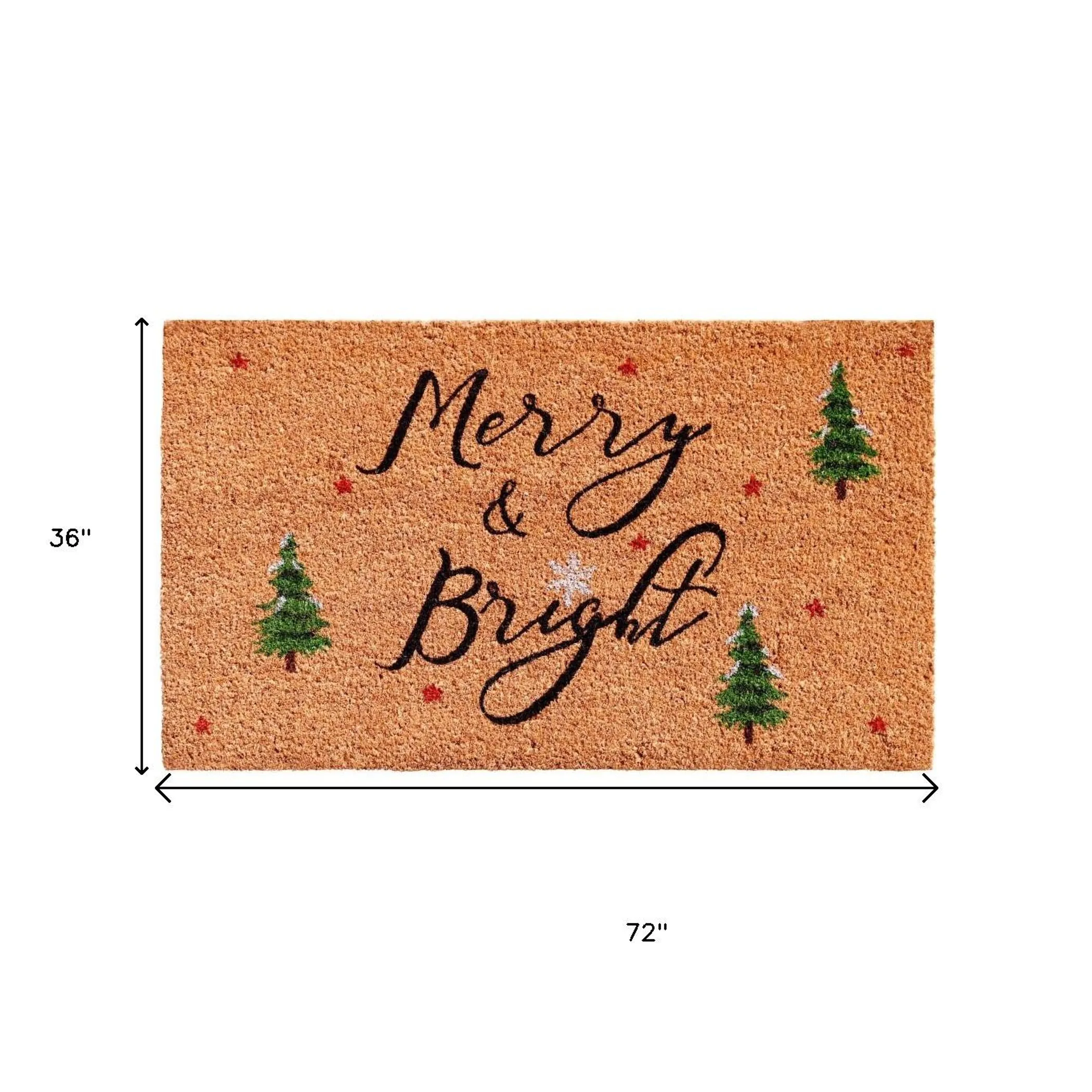 Thảm chùi chân xơ dừa Giáng sinh Merry and Bright 91cm x 183cm nâu đen xanh lá - Ảnh 4
