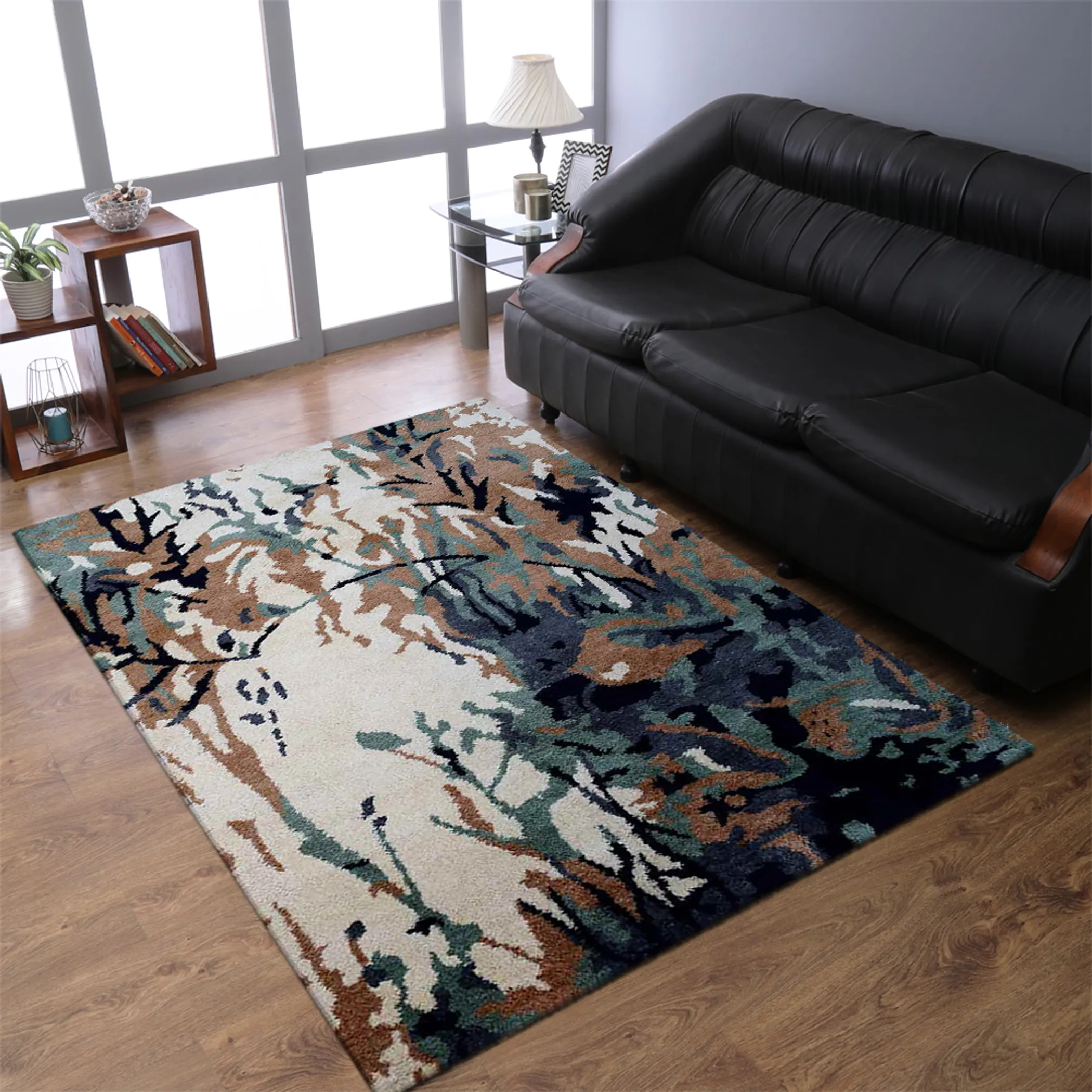 Thảm lụa dệt thắt tay Rugsotic Carpets họa tiết trừu tượng đa sắc