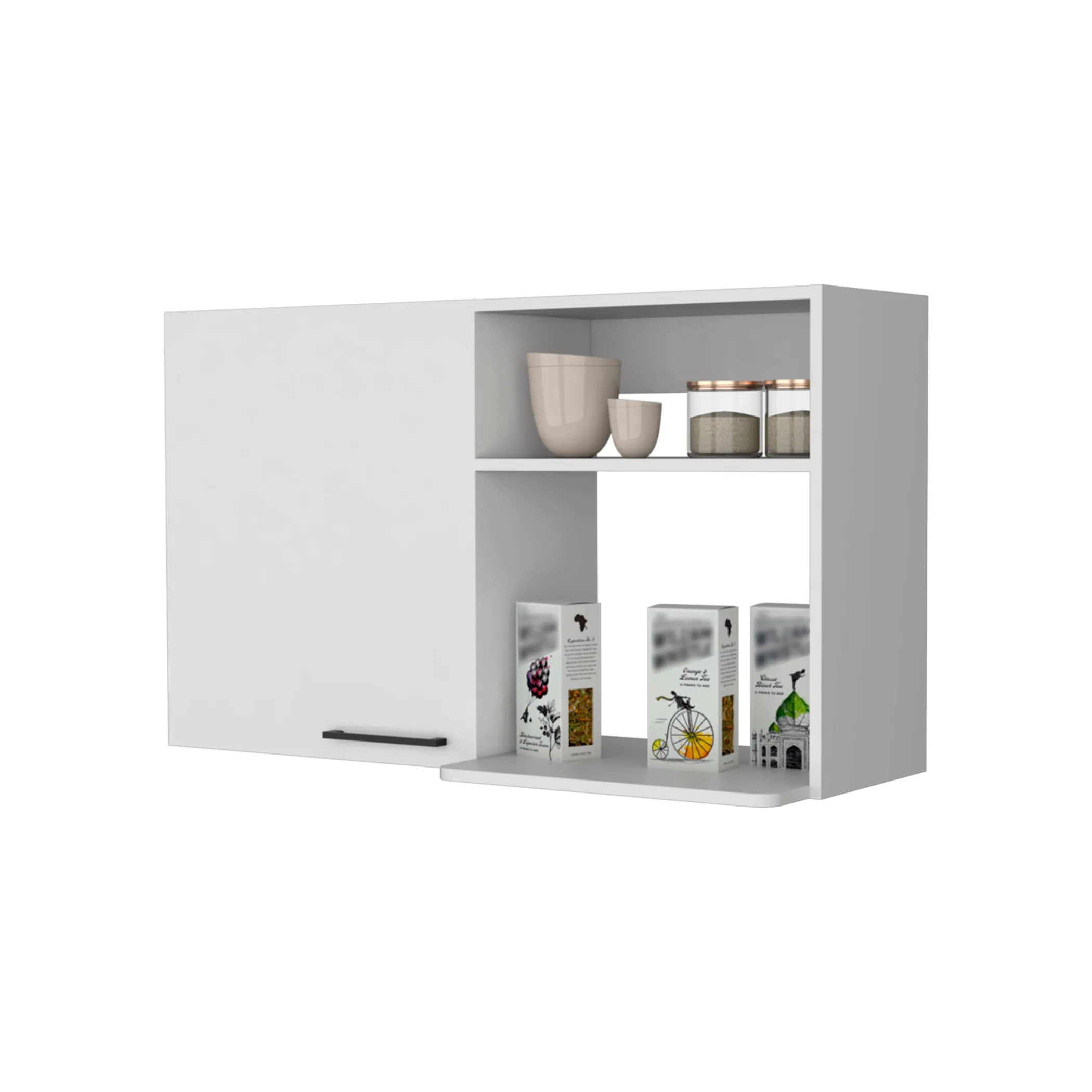 Tủ trang trí màu trắng rộng 99cm với hai kệ - Ảnh 3