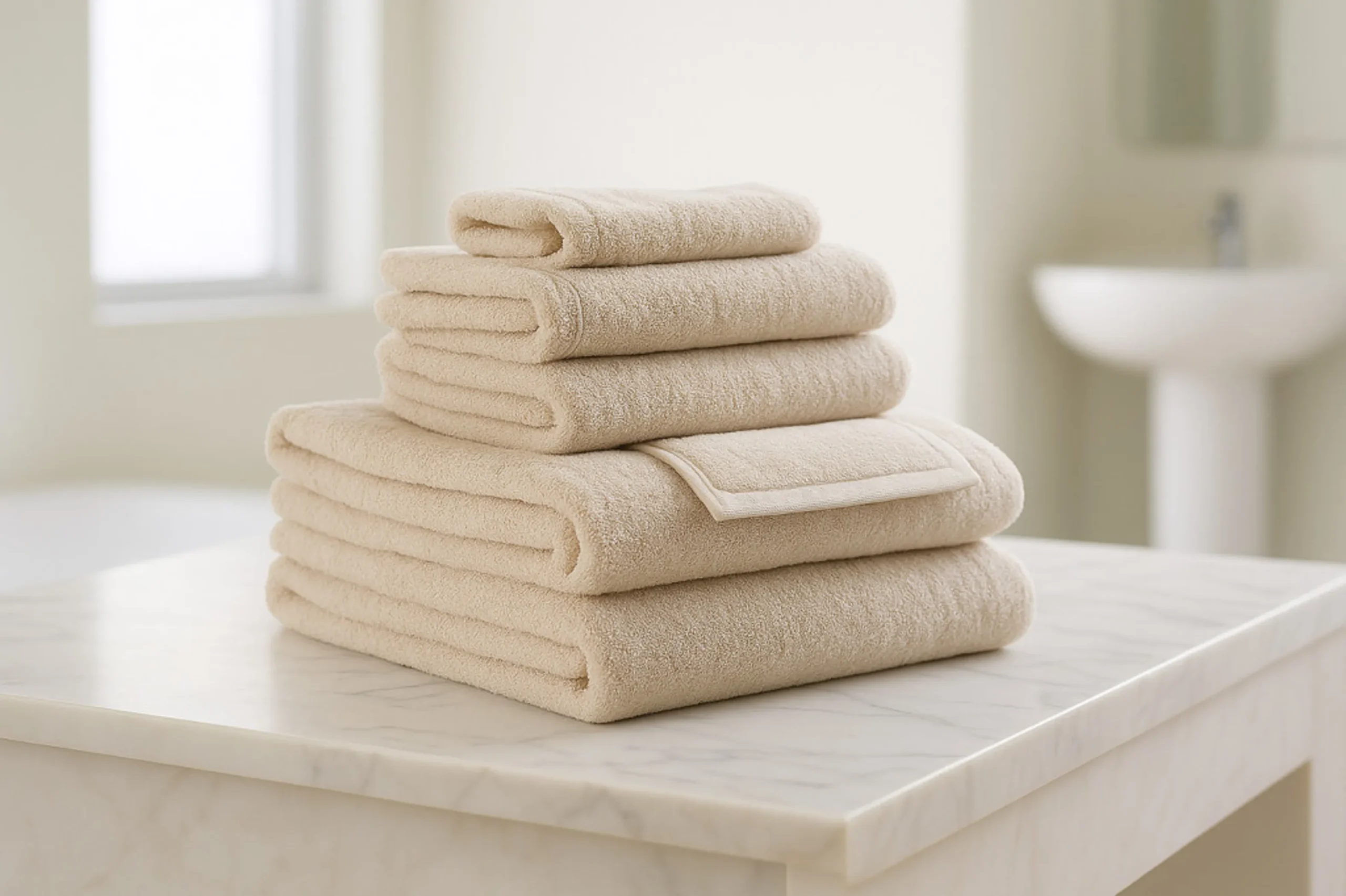 Bộ 6 khăn cotton terry nhanh khô màu be - Ảnh 5