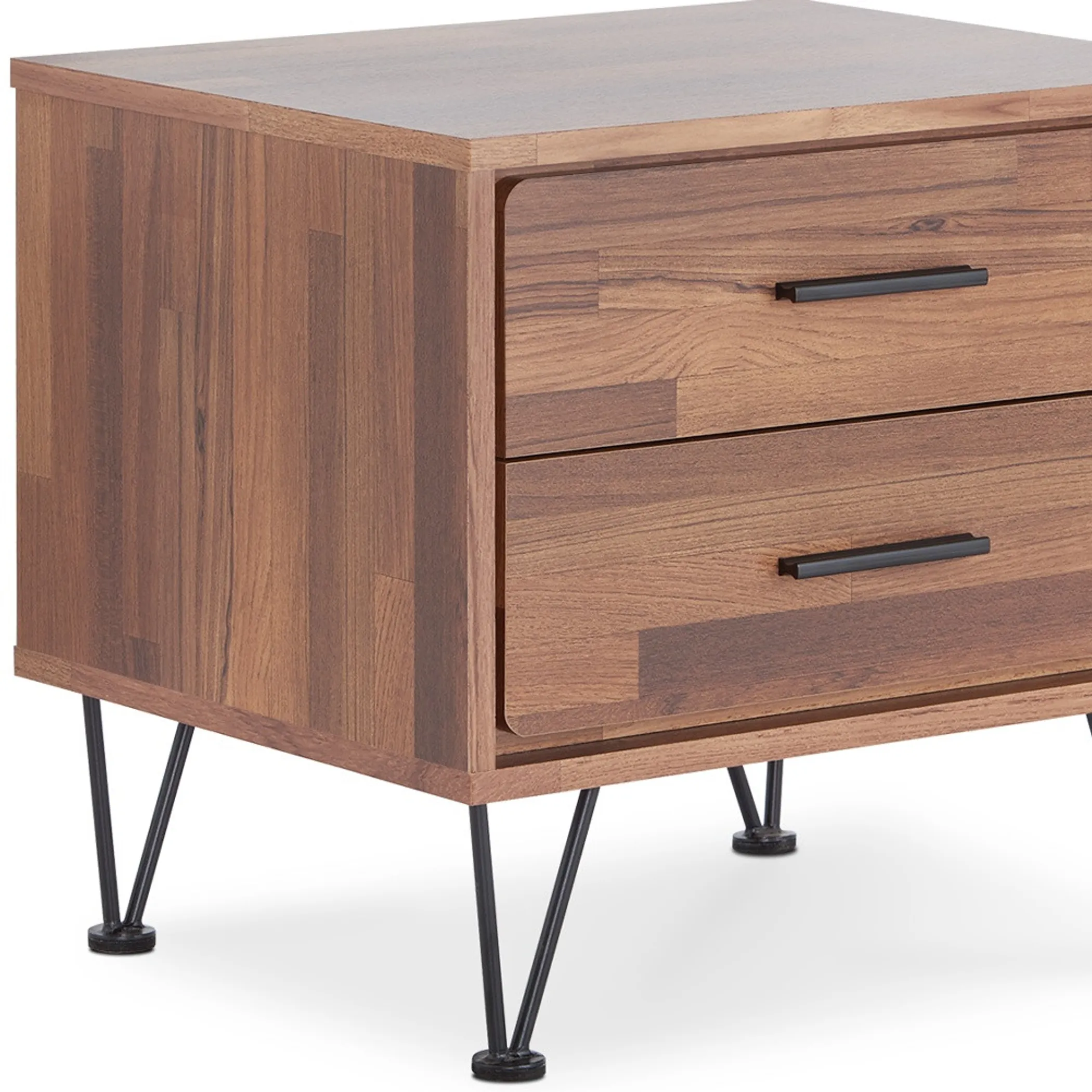 Tủ đầu giường khung kim loại 2 ngăn kéo màu nâu 46cm - Ảnh 6
