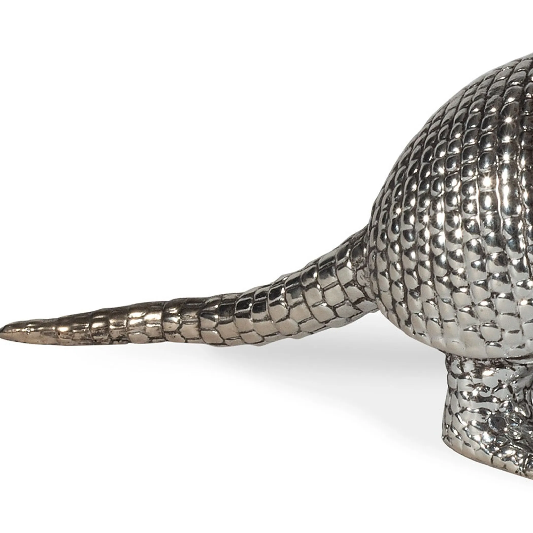 Tượng con tatu (armadillo) bằng nhựa resin màu bạc 15cm - Ảnh 3