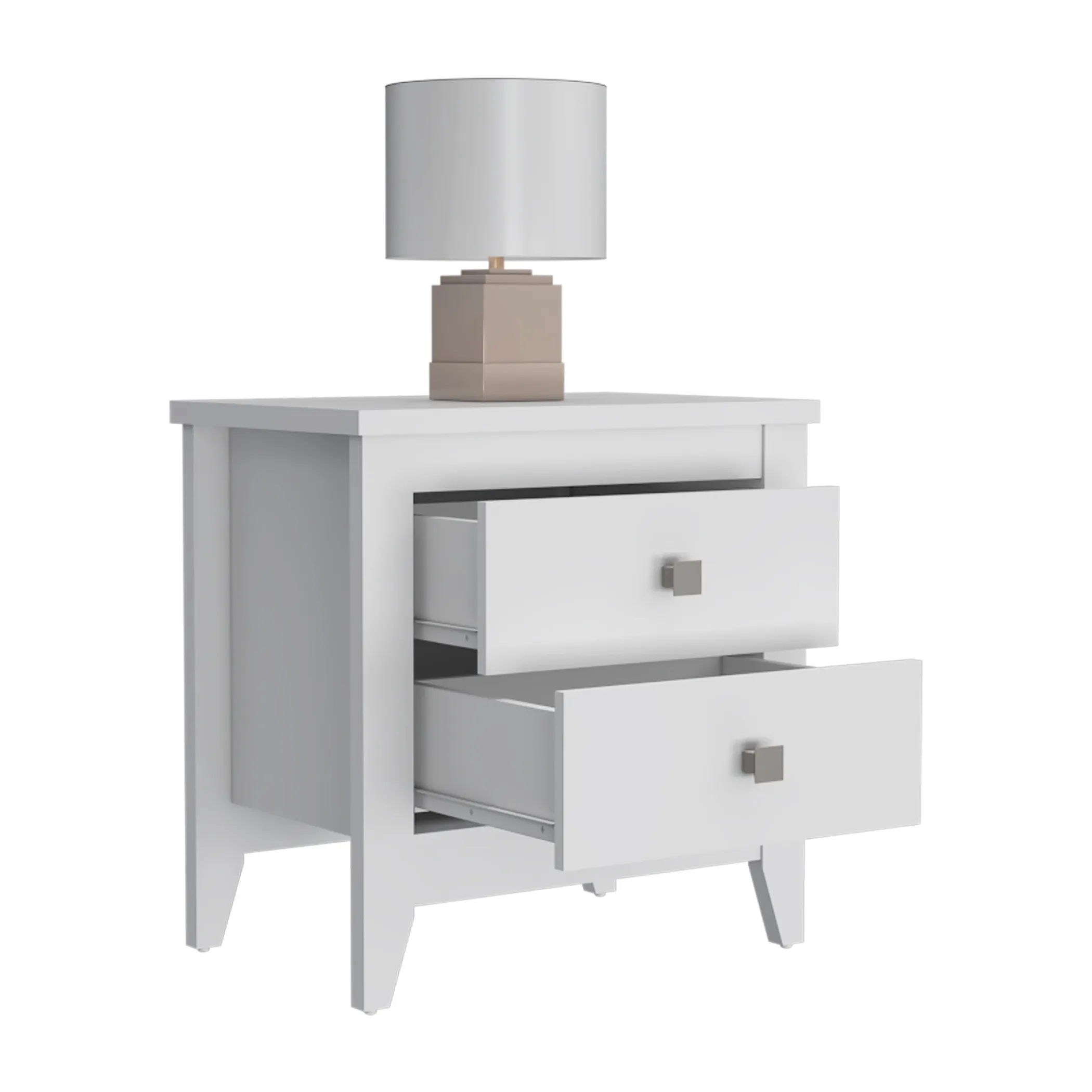 Tủ đầu giường 2 ngăn kéo gỗ công nghiệp màu trắng 62cm - Ảnh 3