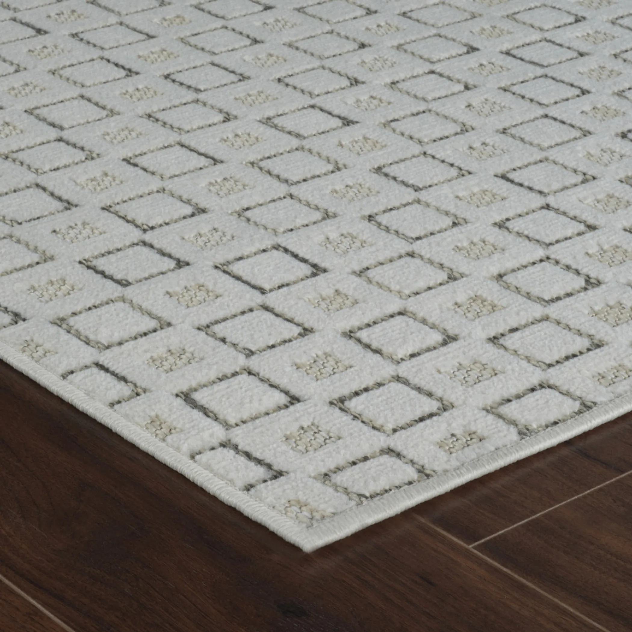 Thảm trải sàn 1,8m x 2,7m họa tiết hình học phong cách cũ kỹ màu kem và be - Ảnh 5
