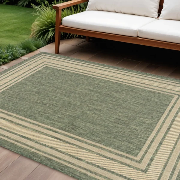 Thảm trải sàn 1,8m x 2,7m họa tiết hình học màu xanh lá