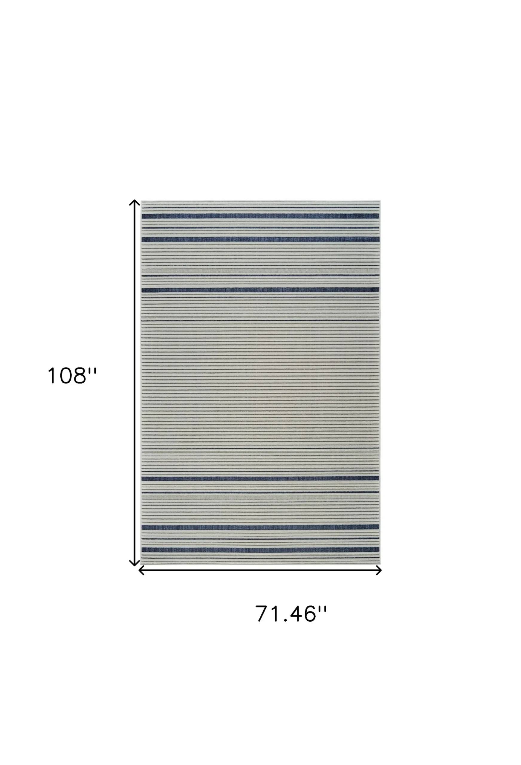 Thảm trải sàn 1,8m x 2,7m họa tiết kẻ sọc phong cách cũ kỹ màu xanh và kem - Ảnh 3