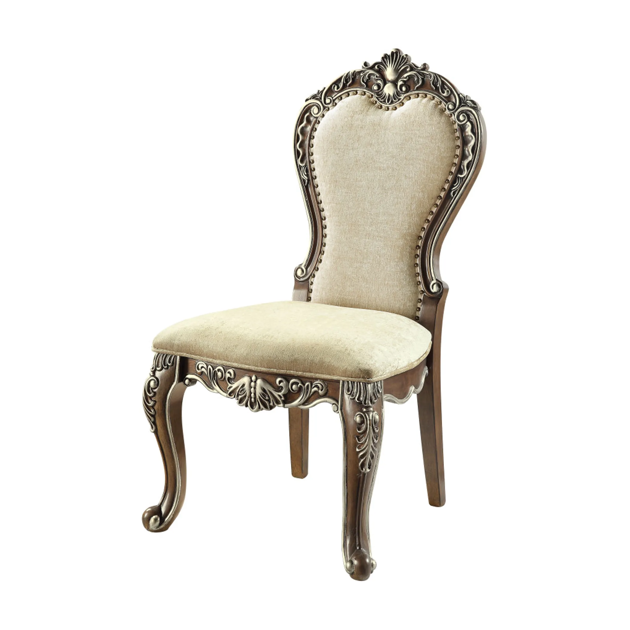 Bộ 2 ghế ăn bọc vải chenille khung gỗ tự nhiên - Ảnh 3