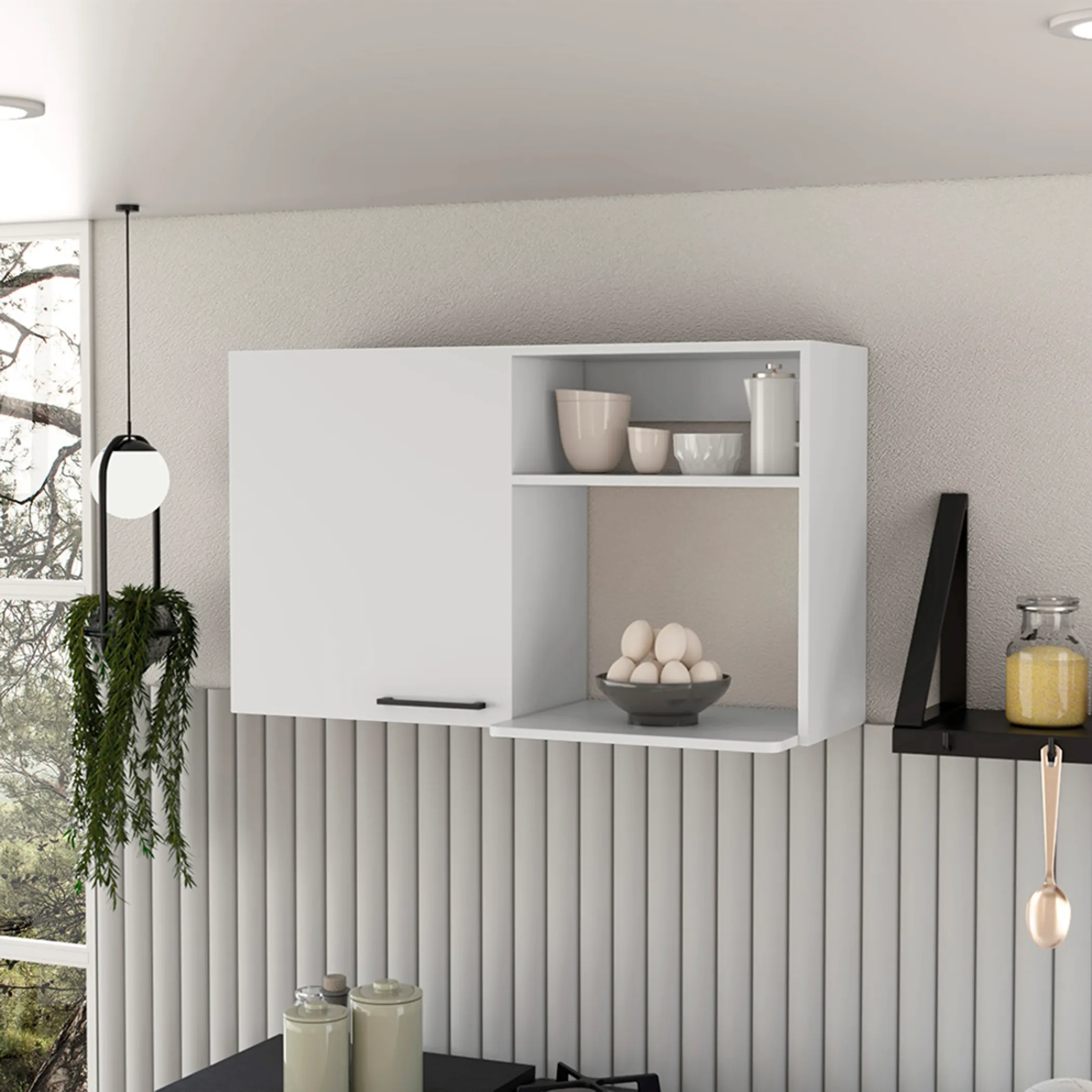Tủ gỗ treo tường 1 cánh màu trắng rộng 100cm - Ảnh 6