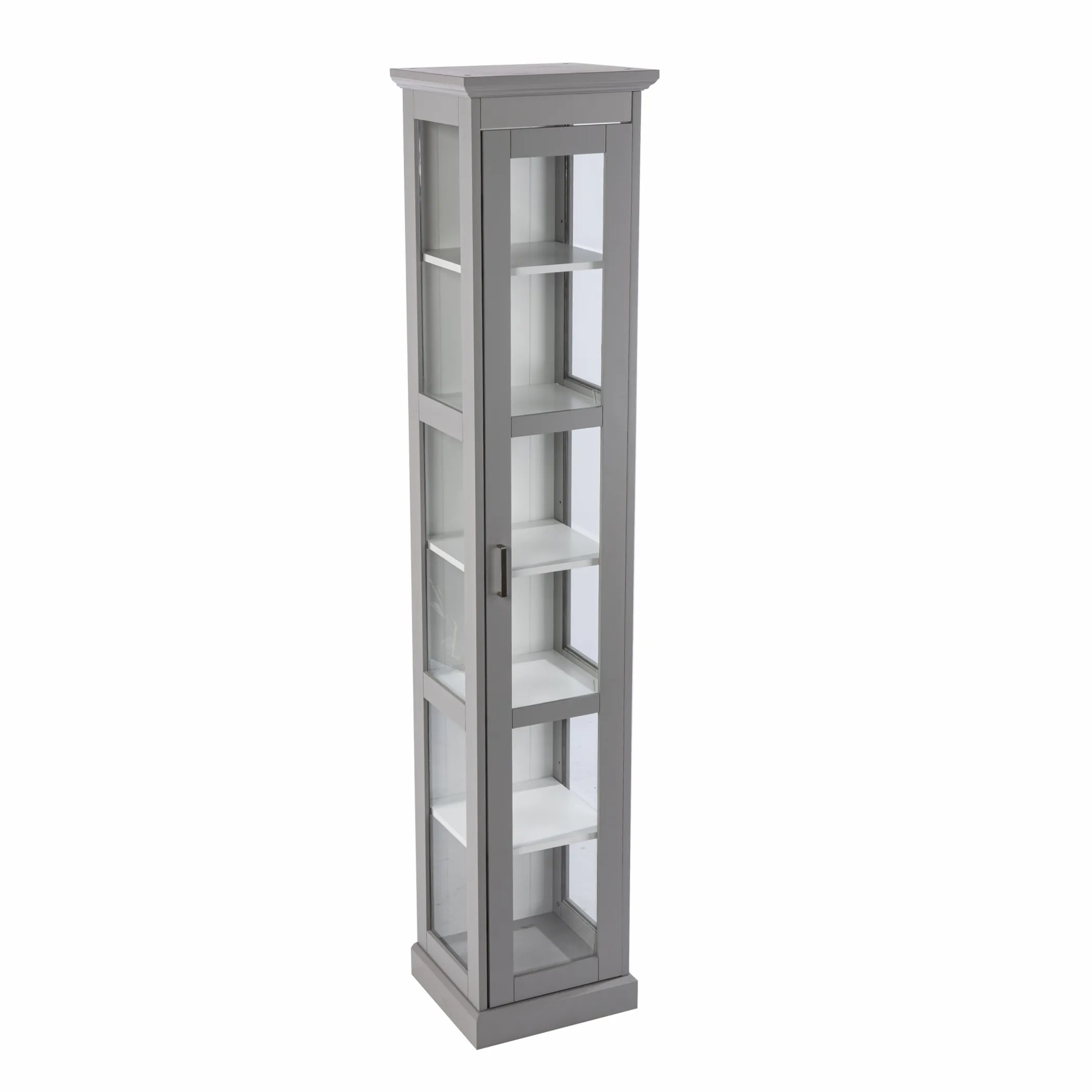 Tủ trưng bày cửa kính viền phào màu xám cao 196cm - Ảnh 2
