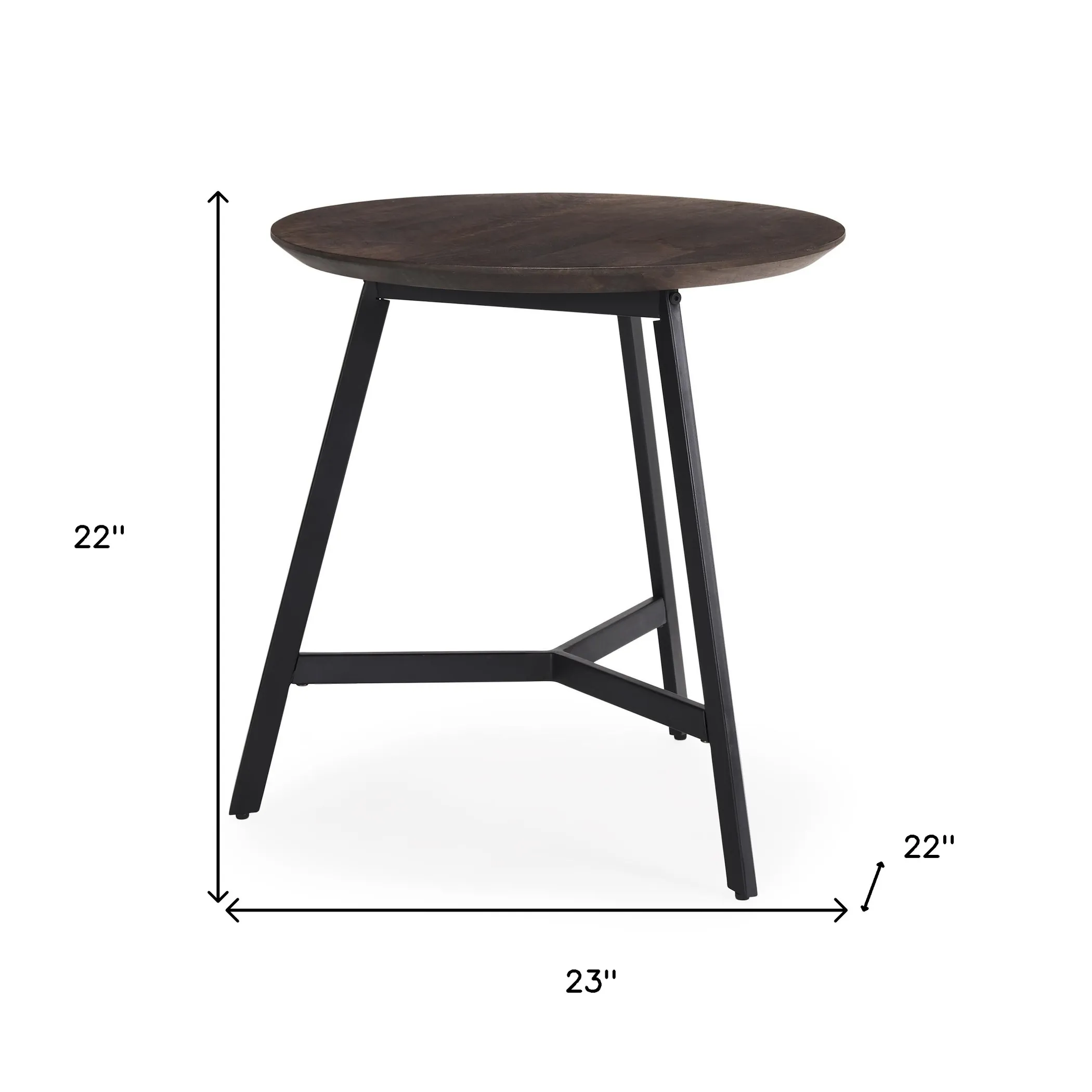 Bàn khay gỗ tự nhiên chân kim loại màu nâu espresso và đen 58cm - Ảnh 5