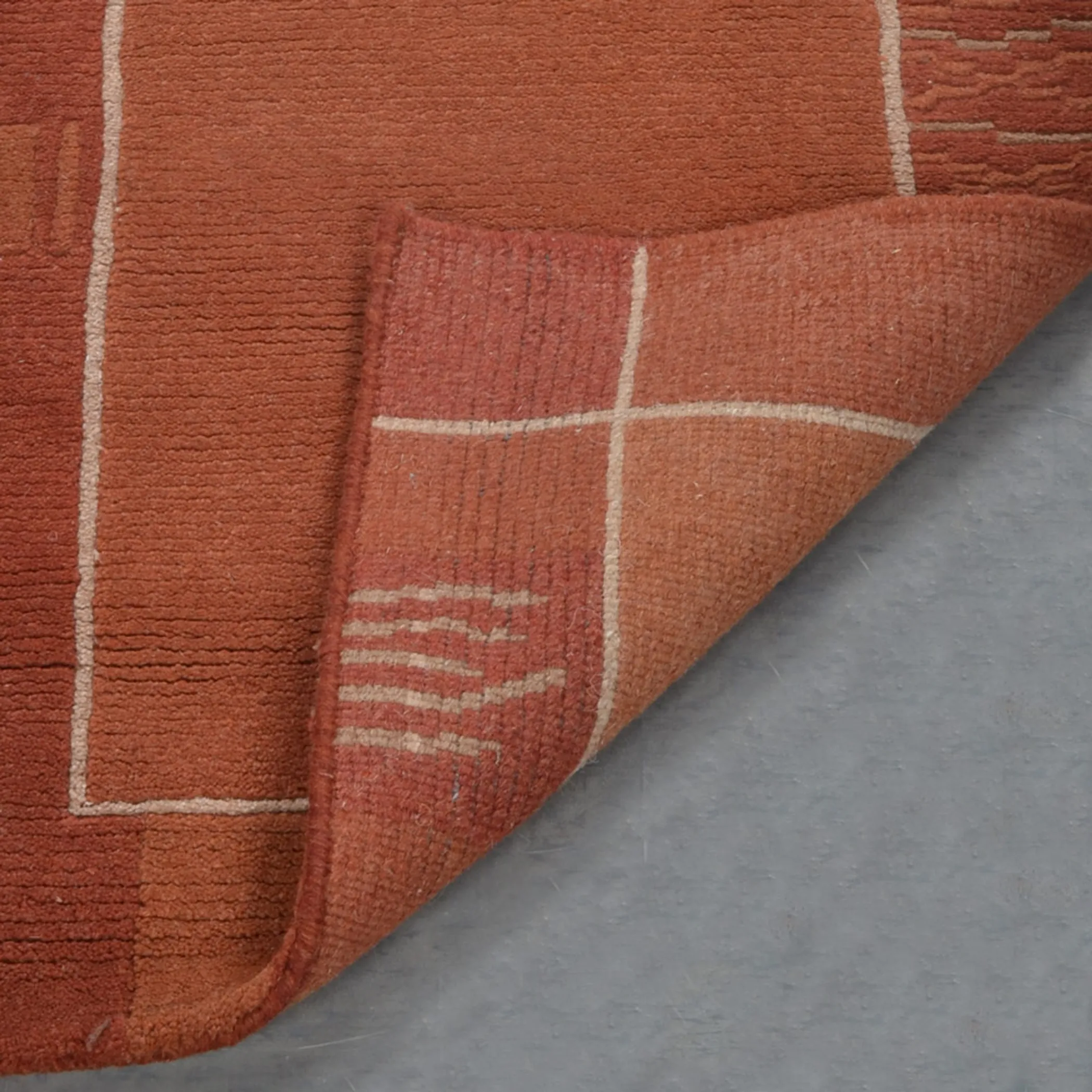Thảm len Tibbati dệt thắt tay Rugsotic Carpets phong cách đương đại màu cam đậm - Ảnh 6
