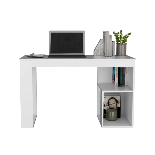 Bàn làm việc Astana 120cm màu trắng kèm kệ để đồ