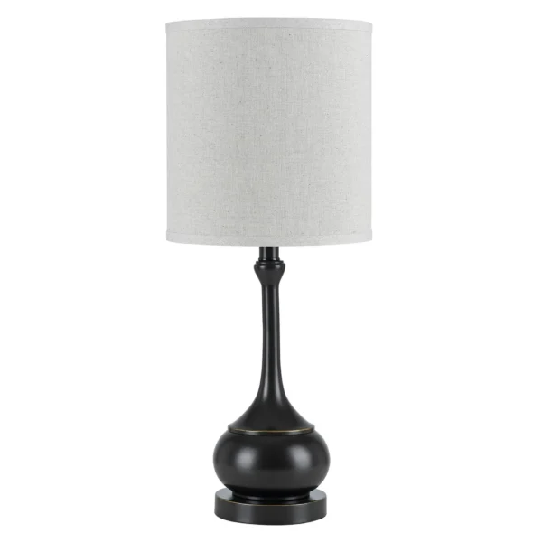 Đèn bàn kim loại màu đồng chụp trống màu be 64cm