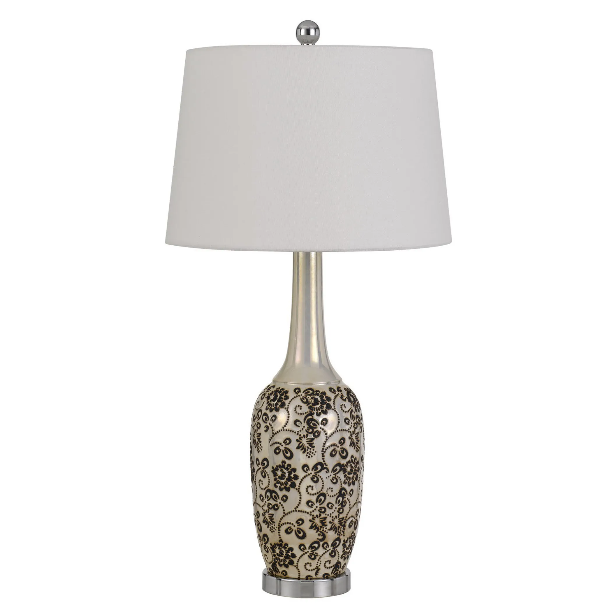Bộ 2 đèn ngủ đầu giường 2 bóng 76cm kim loại bạc chụp cầu trắng - Ảnh 3