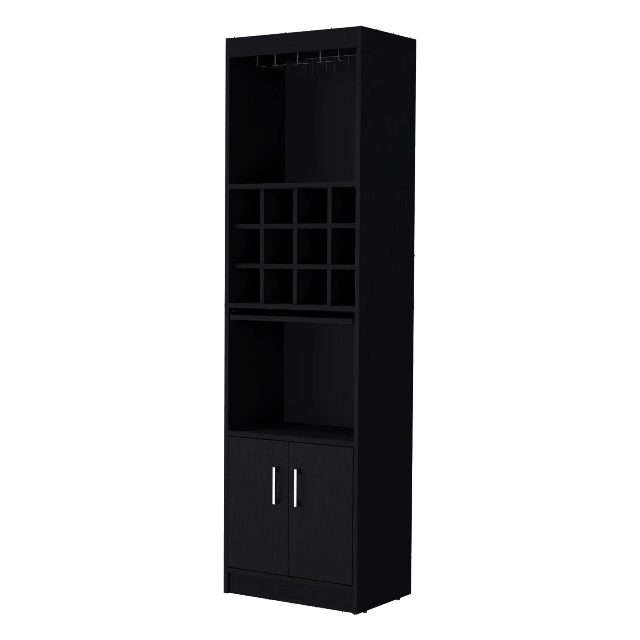 Tủ rượu gỗ màu đen 180cm hai cánh - Ảnh 2