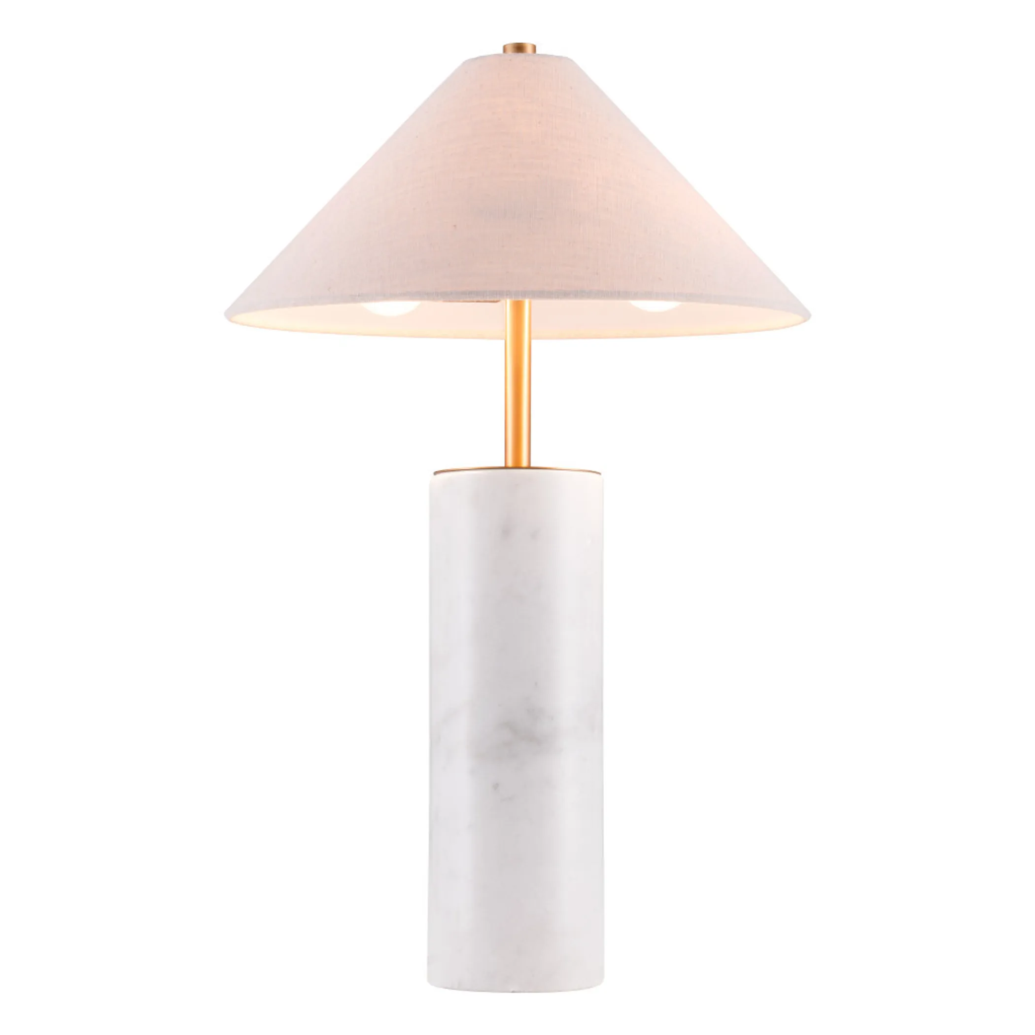 Đèn ngủ để bàn kim loại màu trắng 140cm chụp hình thang màu be