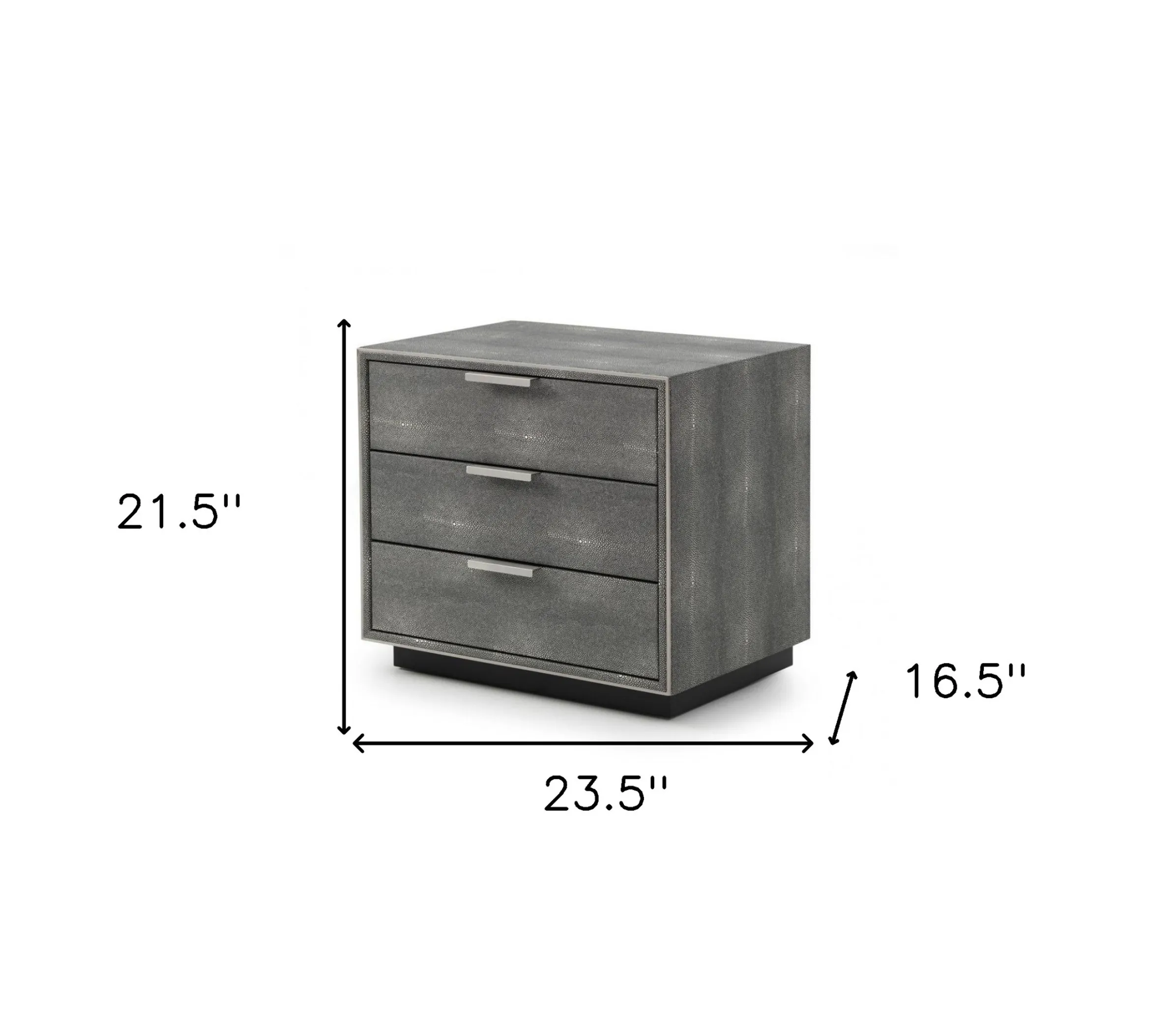 Tủ đầu giường ba ngăn kéo 56cm phủ da cá đuối màu xám - Ảnh 4