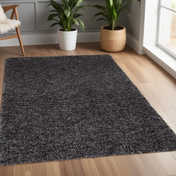Thảm trải sàn lông xù dệt tay 1,2m x 1,8m màu đen