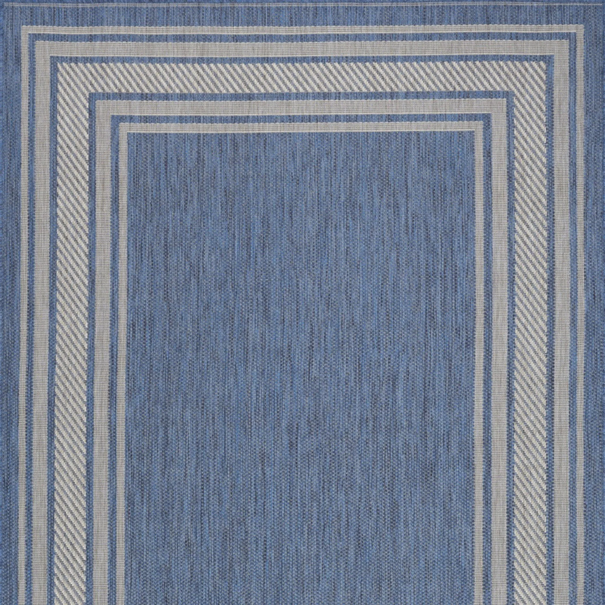 Thảm trải sàn 1,8m x 2,7m họa tiết hình học màu xanh denim và ngà - Ảnh 3