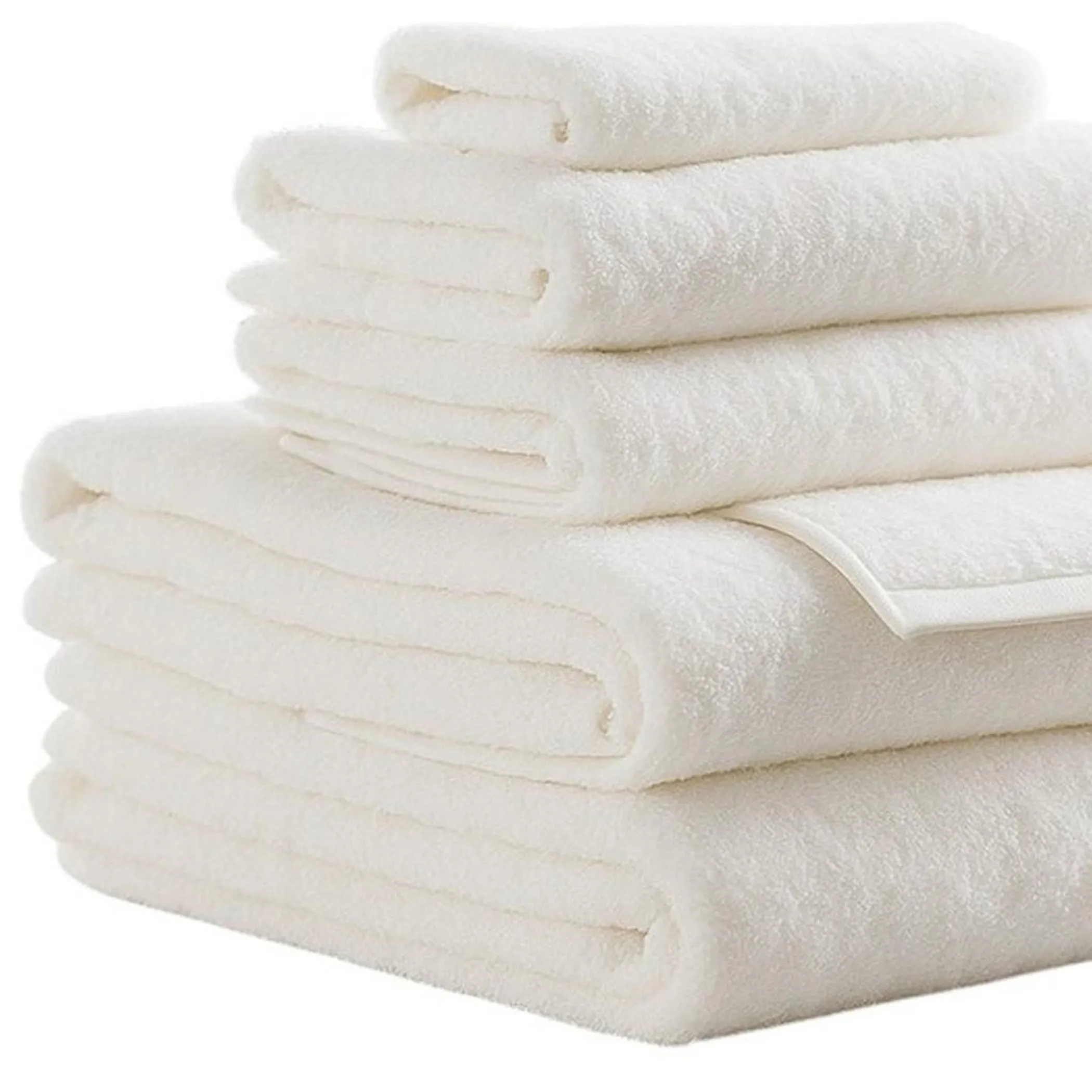 Bộ 6 khăn cotton terry nhanh khô màu trắng ngà - Ảnh 5