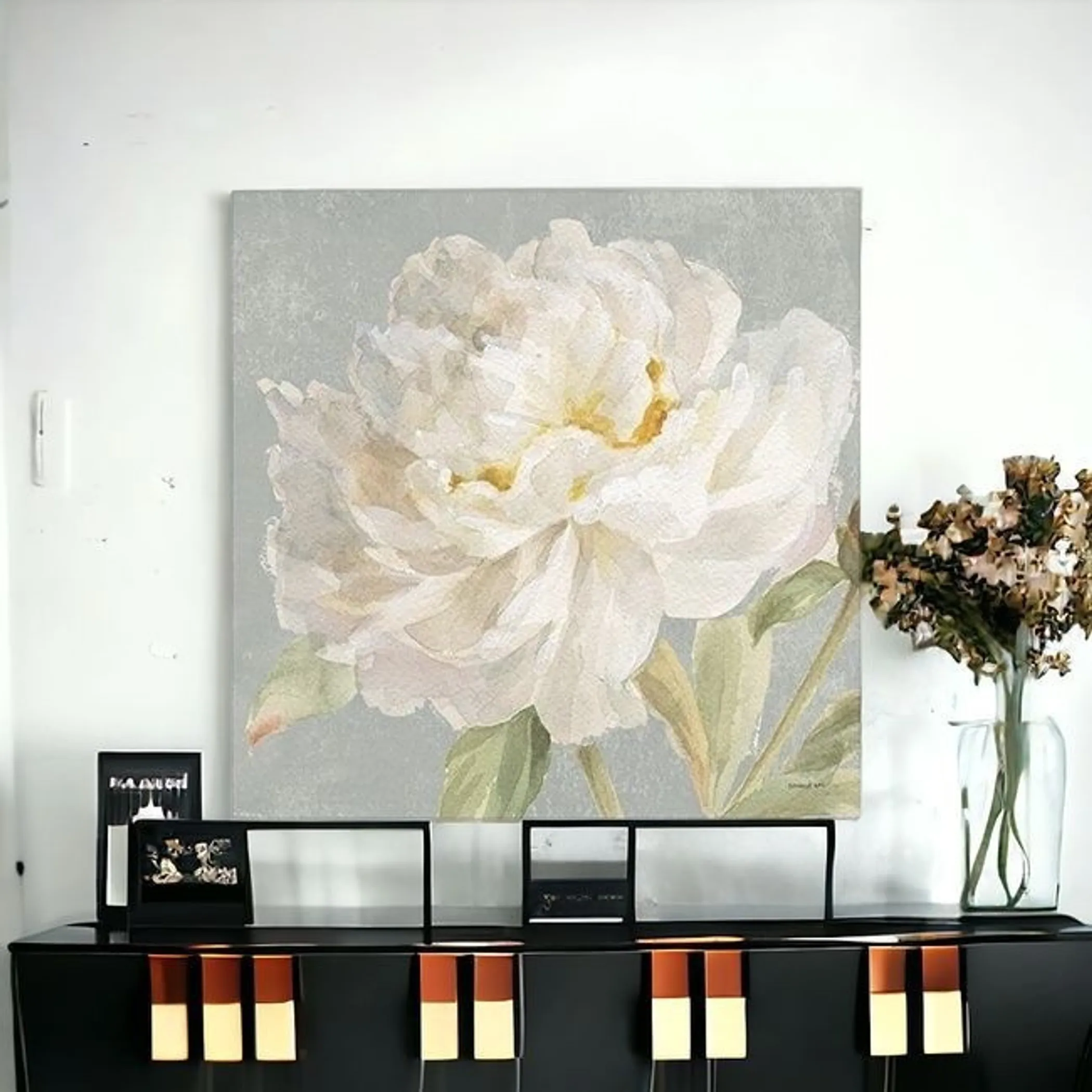 Tranh canvas không khung hoa mẫu đơn trắng thanh khiết - Ảnh 2