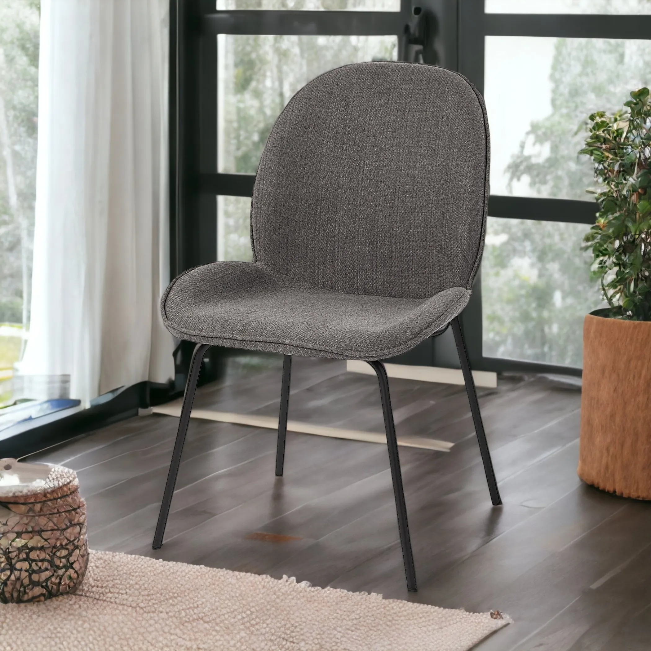 Bộ 2 ghế bọc vải màu xám và đen - Ảnh 6