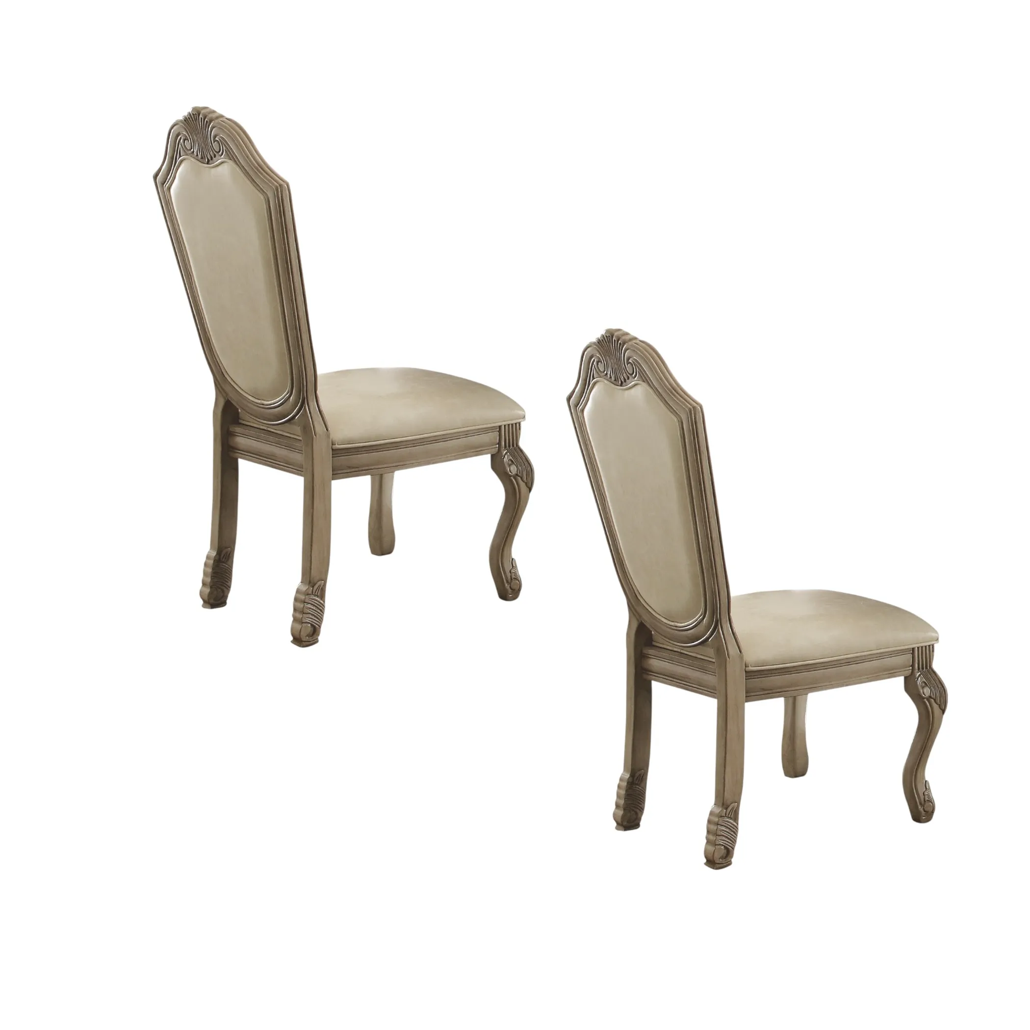 Bộ 2 ghế ăn không tay bọc da PU màu trắng cổ điển - Ảnh 2