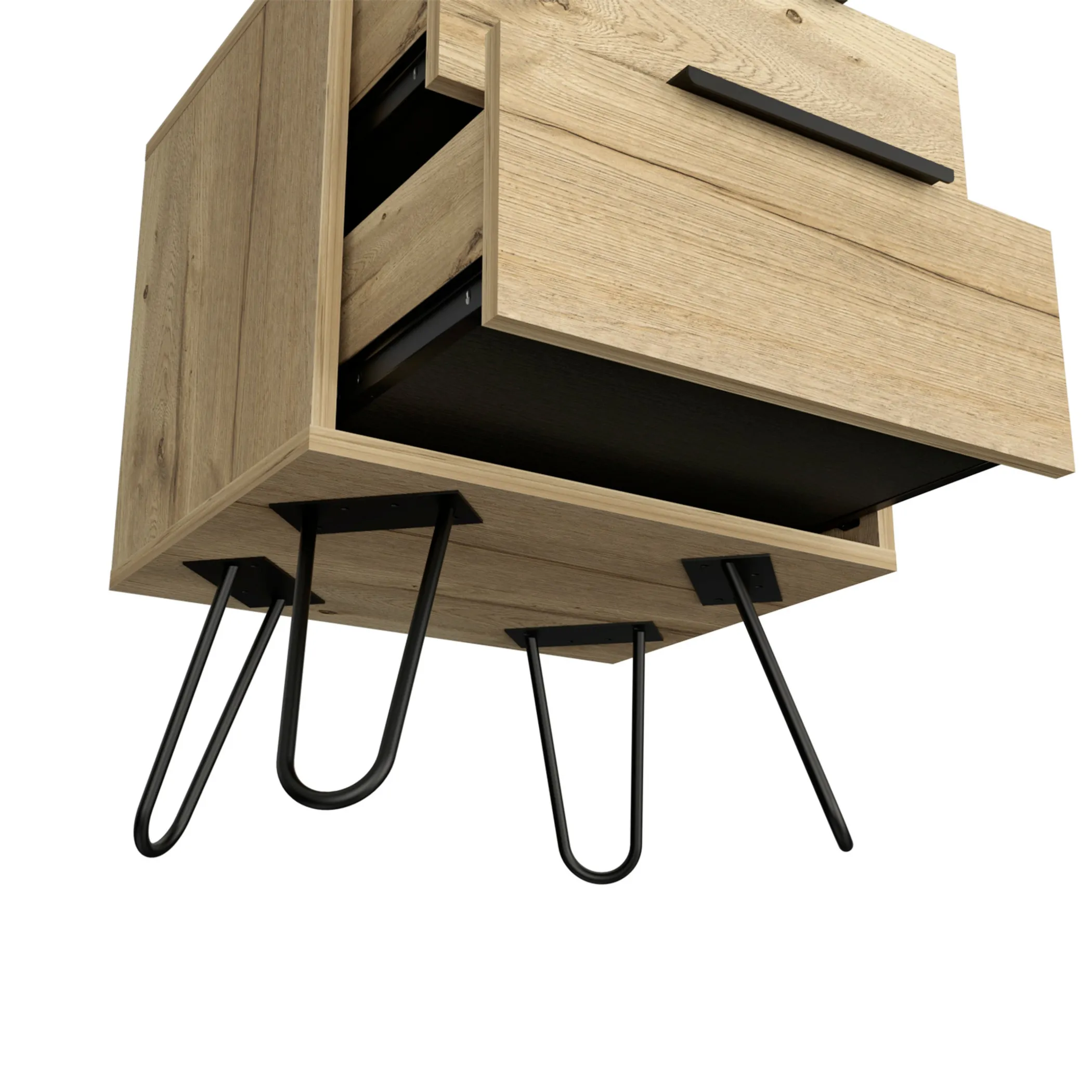 Tủ đầu giường 2 ngăn kéo gỗ công nghiệp màu gỗ sồi 56cm - Ảnh 3