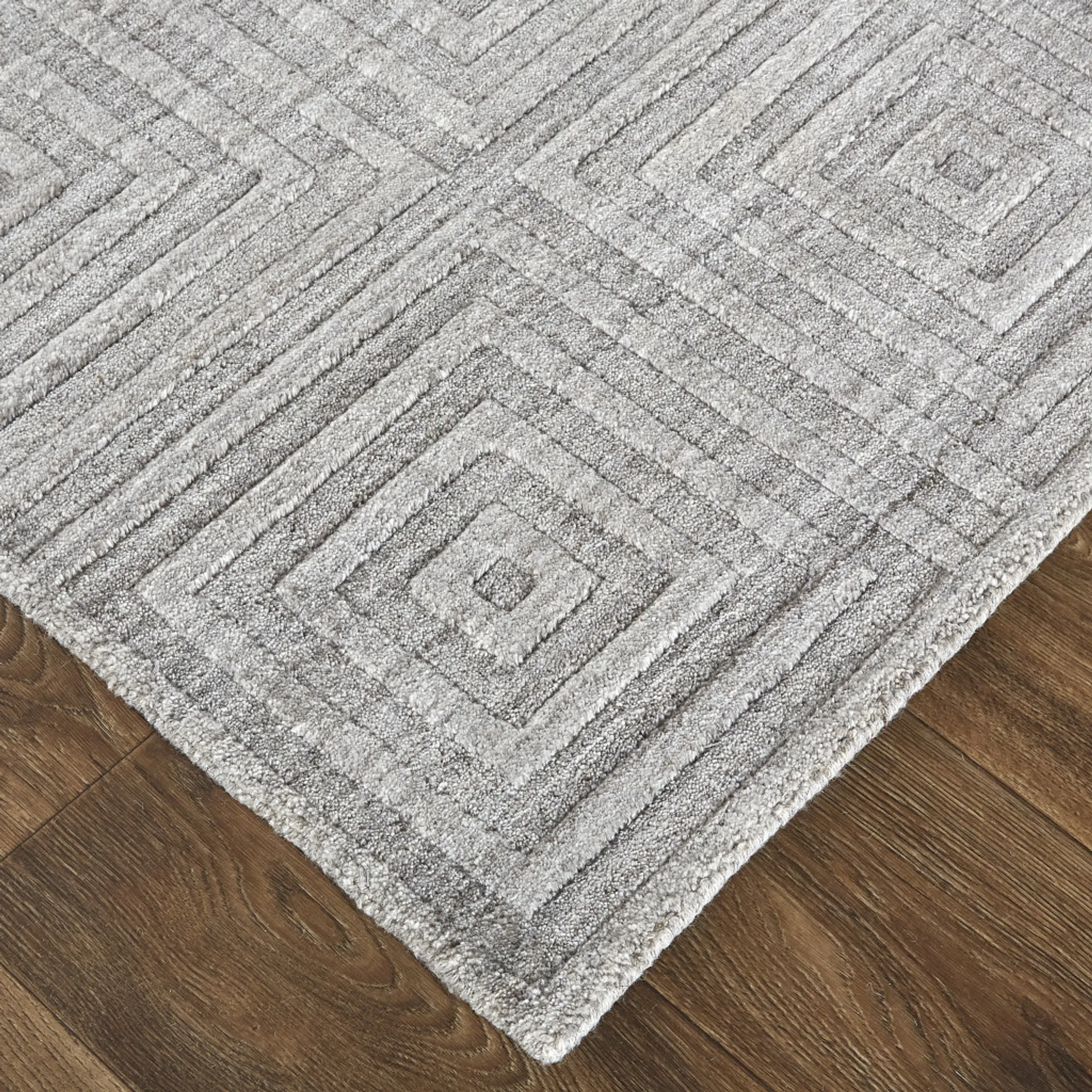 Thảm trải sàn dệt tay 1,5m x 2,4m kẻ sọc xám bạc - Ảnh 2