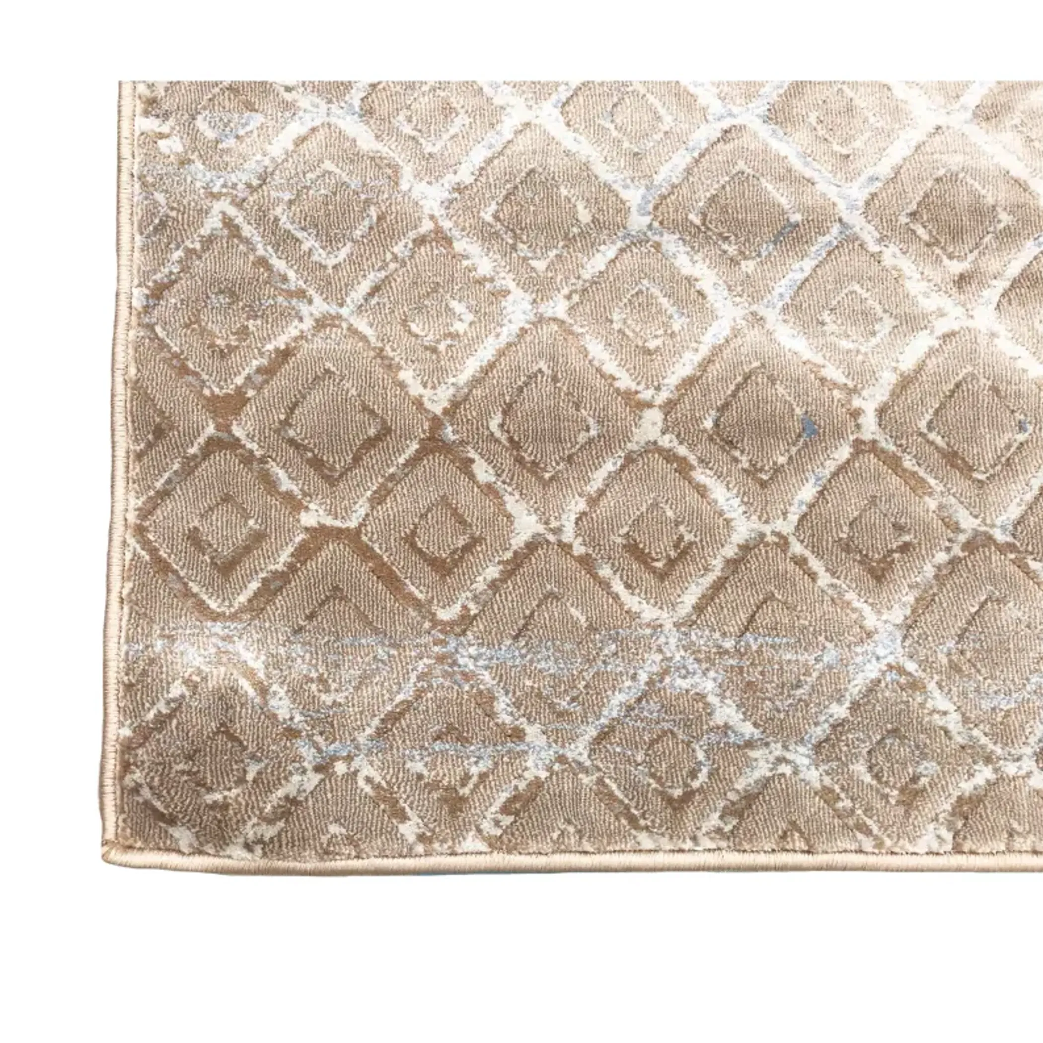 Thảm trải sàn dệt máy 2,4m x 3,1m màu be đậm họa tiết hình học bóng mượt - Ảnh 4