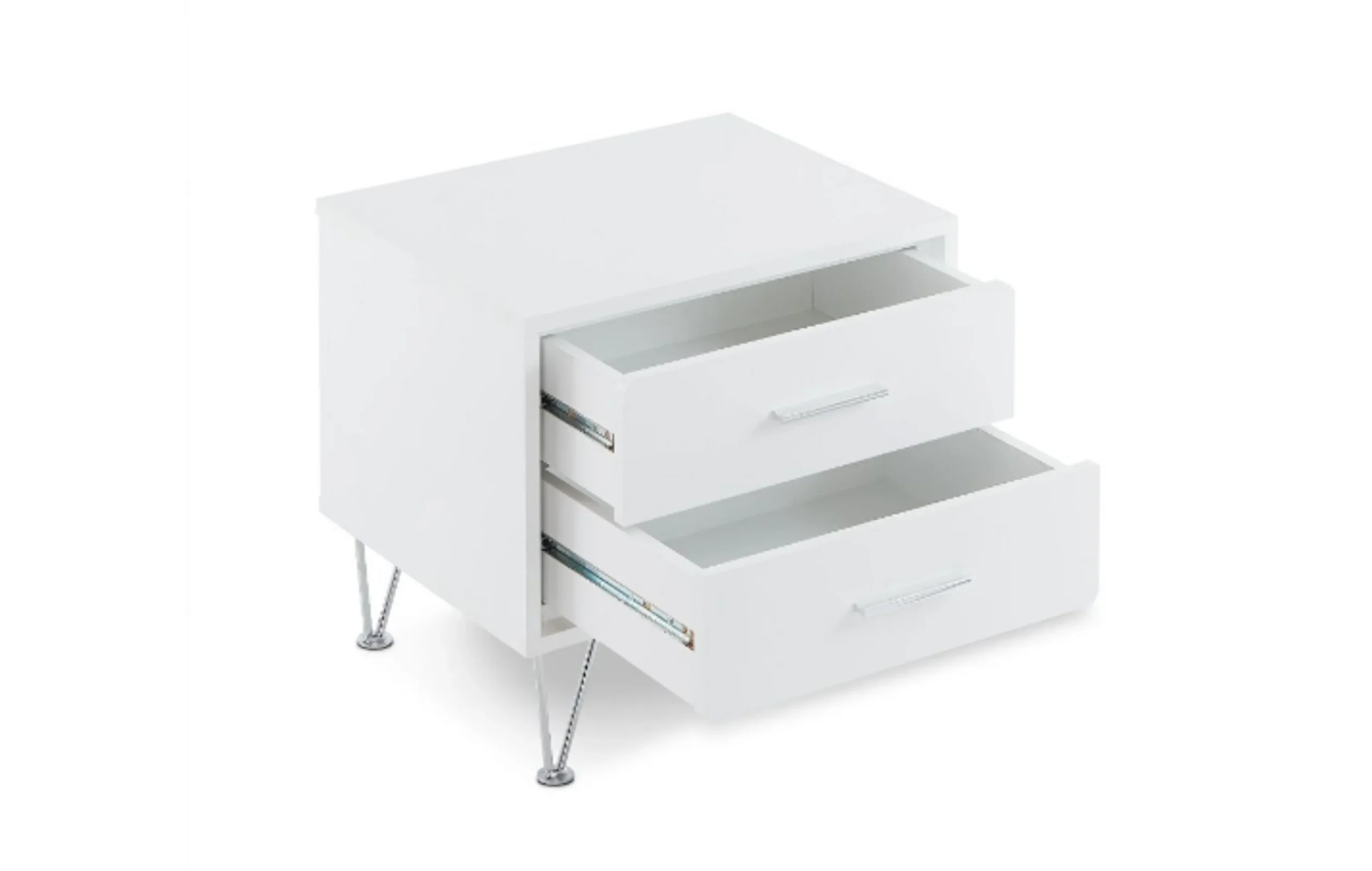 Tủ đầu giường mặt gỗ công nghiệp màu trắng chân kim loại 51cm - Ảnh 3