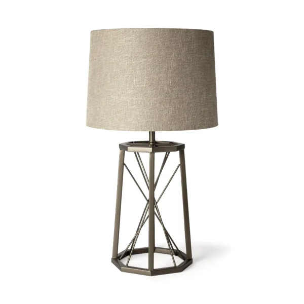 Chân đèn bàn LED màu đồng 74cm kèm chụp đèn màu be