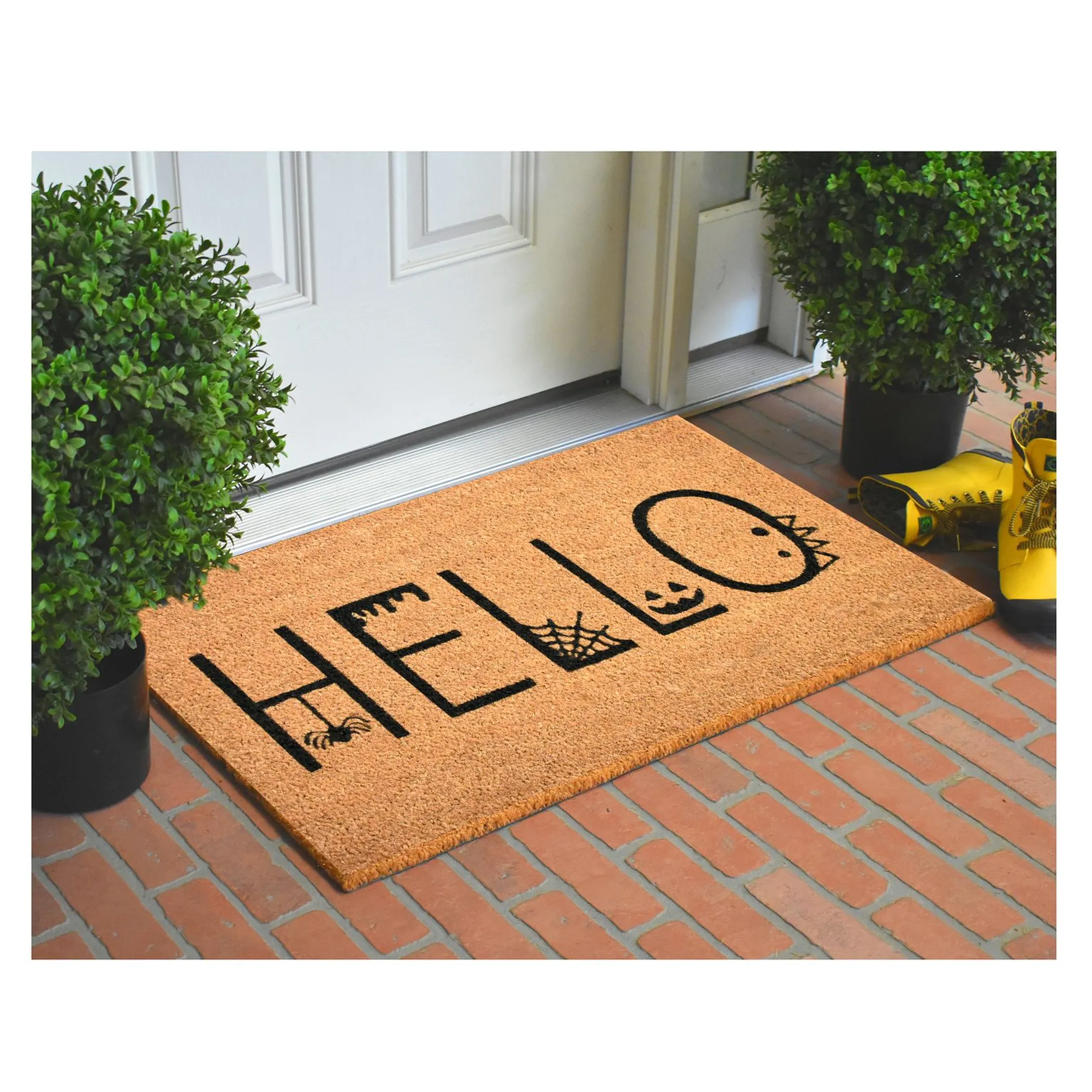 Thảm chùi chân xơ dừa Calloway Mills Halloween chữ Spooky Hello - Ảnh 2