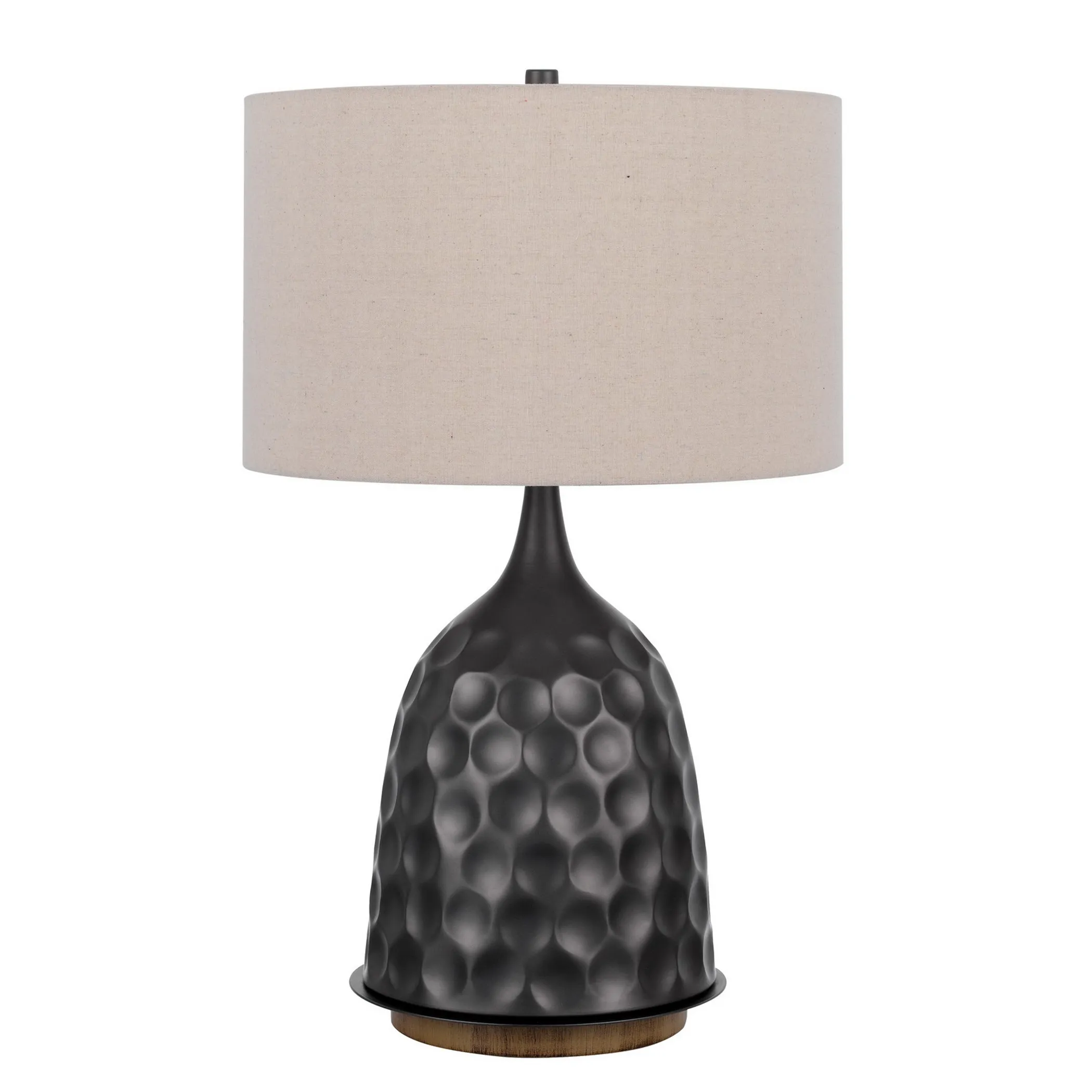 Đèn bàn kim loại màu xám 74cm chụp trống màu nâu