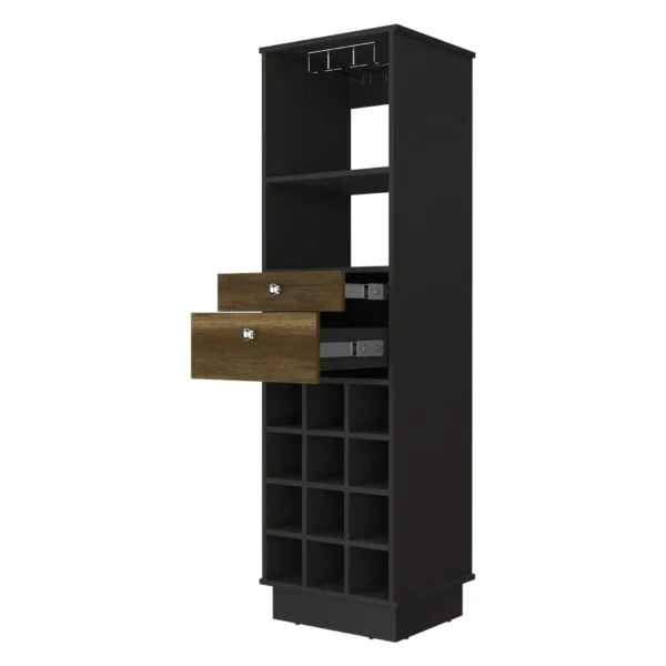 Tủ rượu màu đen 46cm có hai ngăn kéo