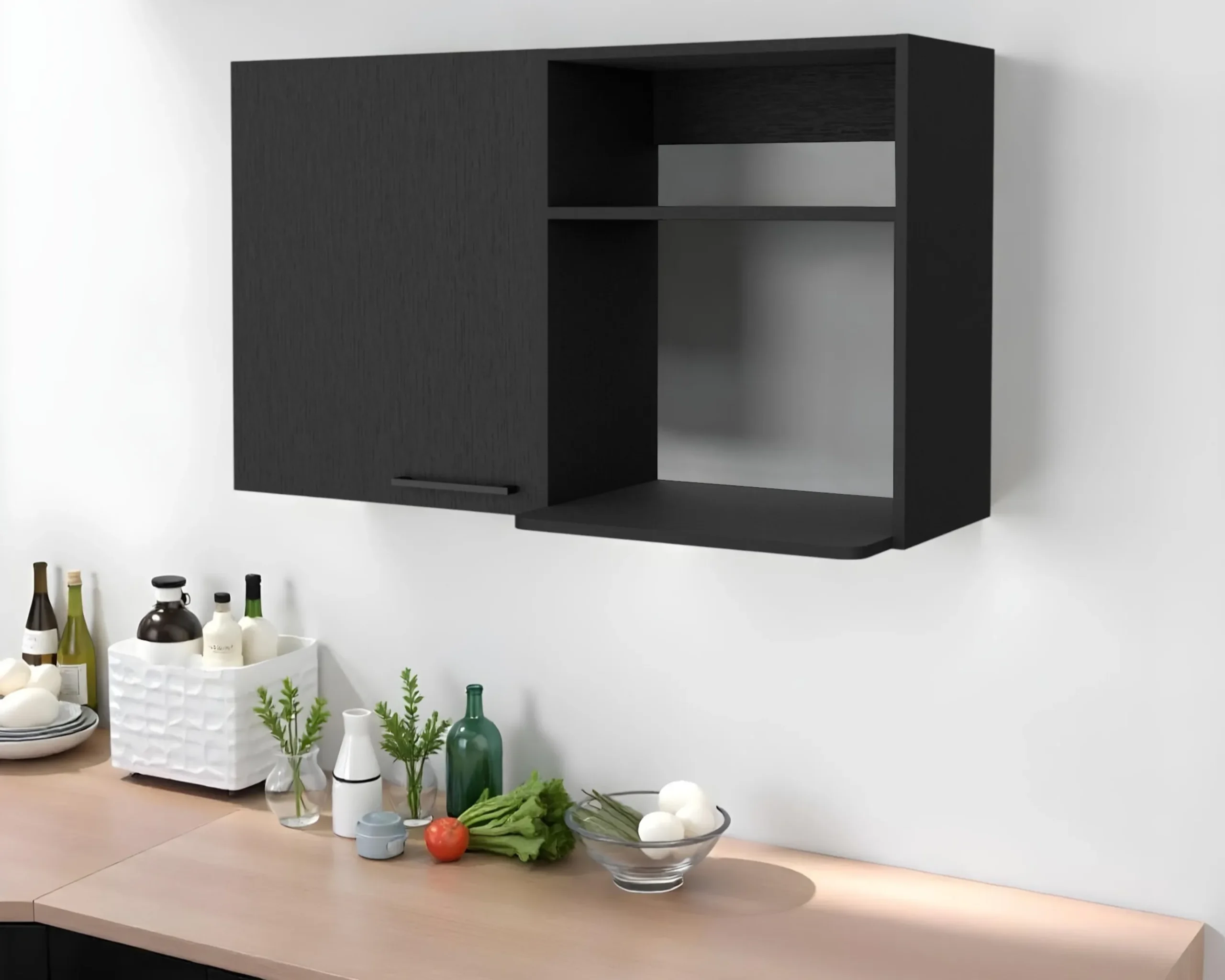 Tủ trang trí màu đen rộng 99cm với hai kệ