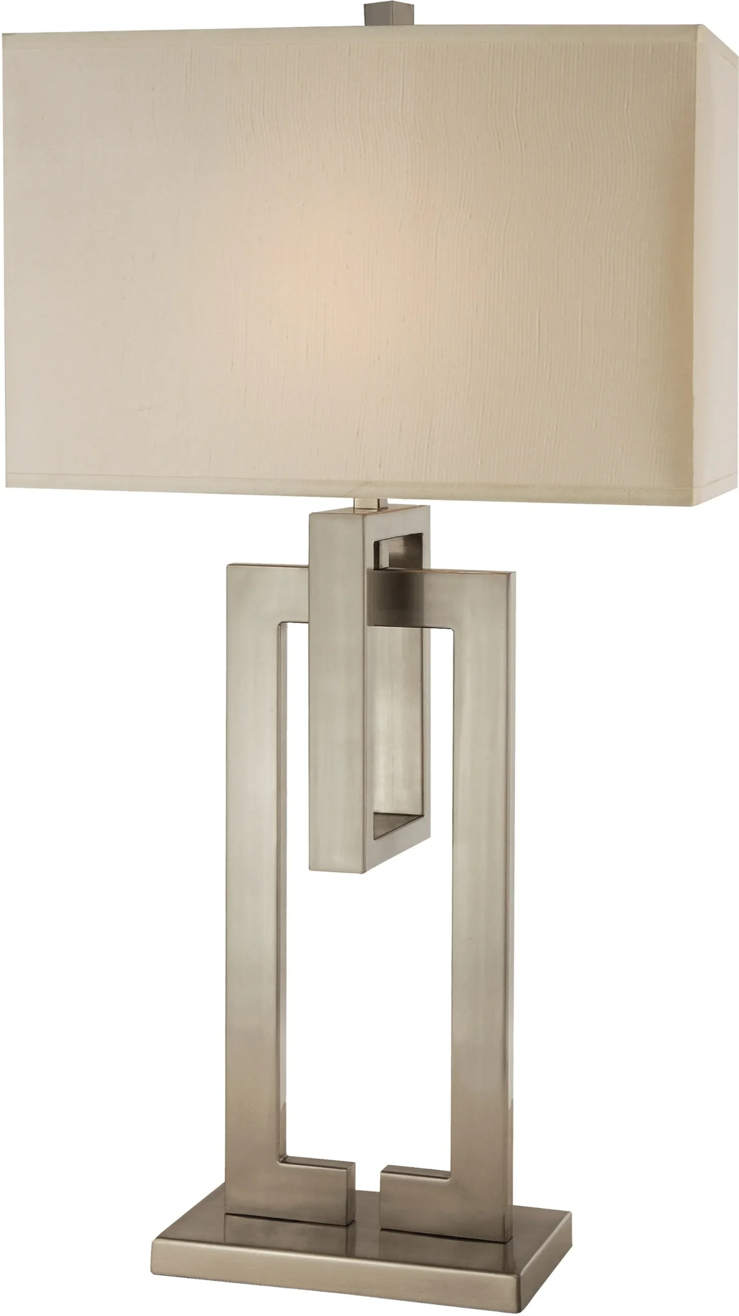 Đèn bàn sắt mạ niken 91cm họa tiết hình học, chụp màu ngà - Ảnh 2