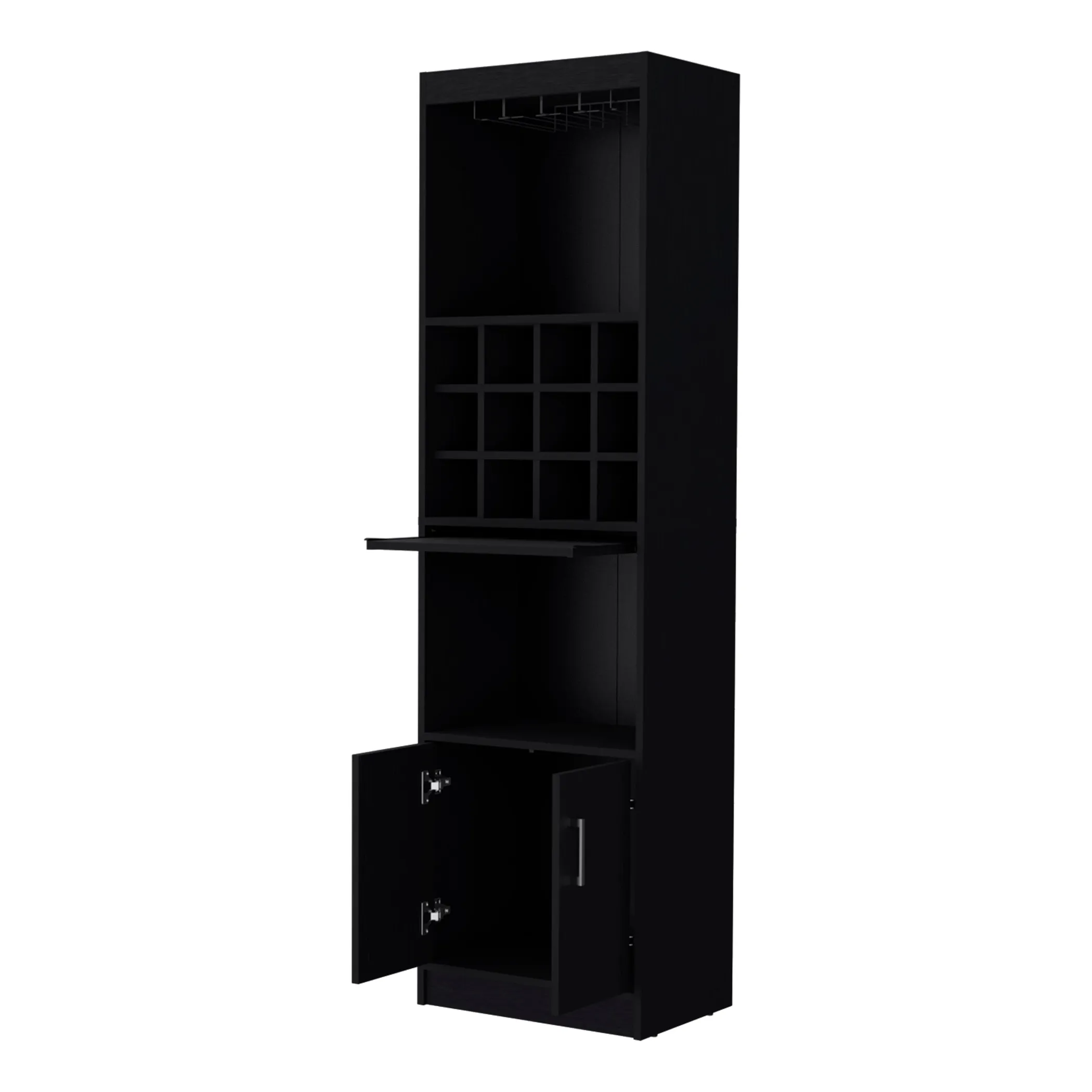Tủ rượu gỗ màu đen 180cm hai cánh - Ảnh 3