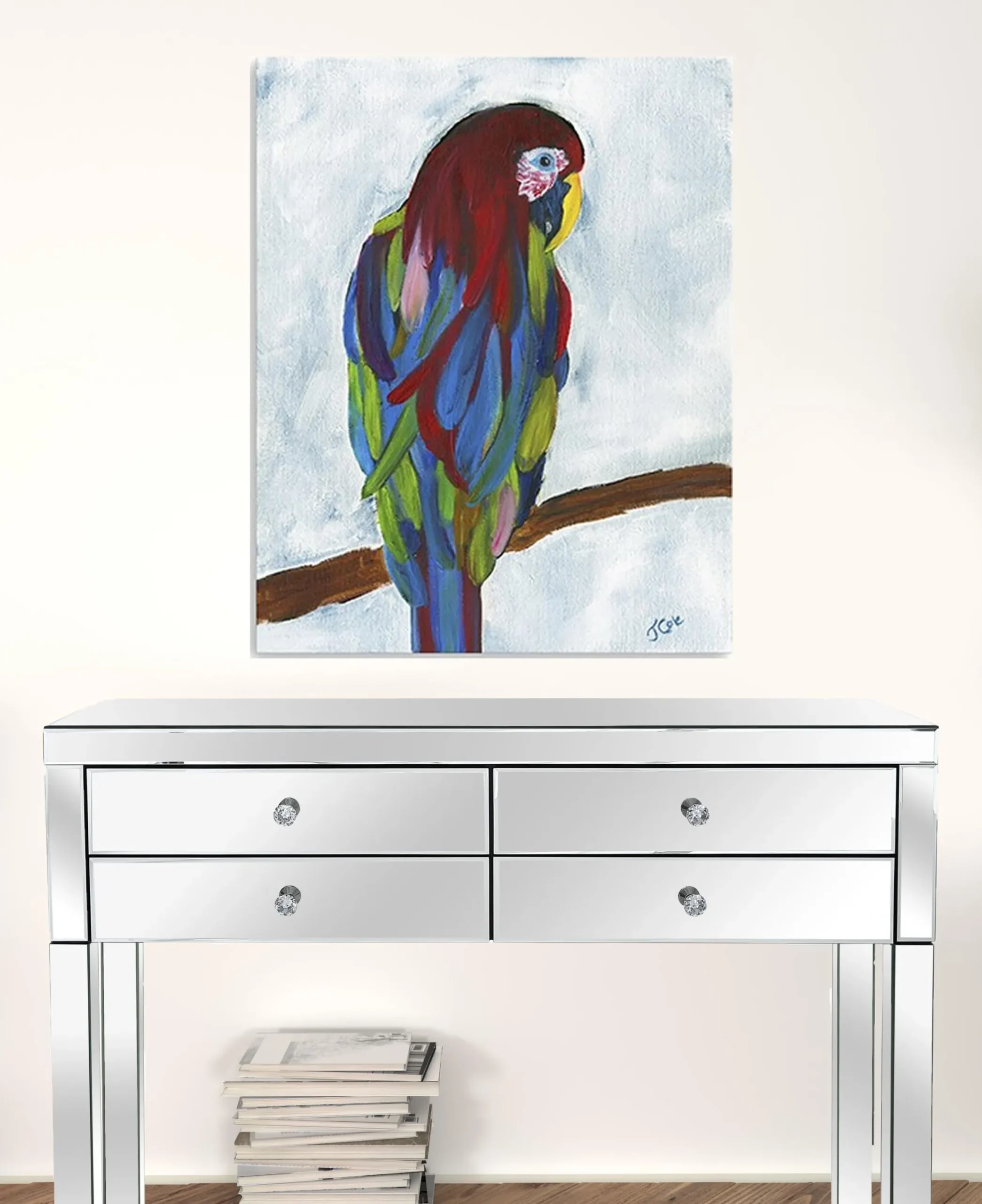 Tranh canvas vẹt nhiệt đới rực rỡ khổ lớn 76cm x 61cm - Ảnh 2