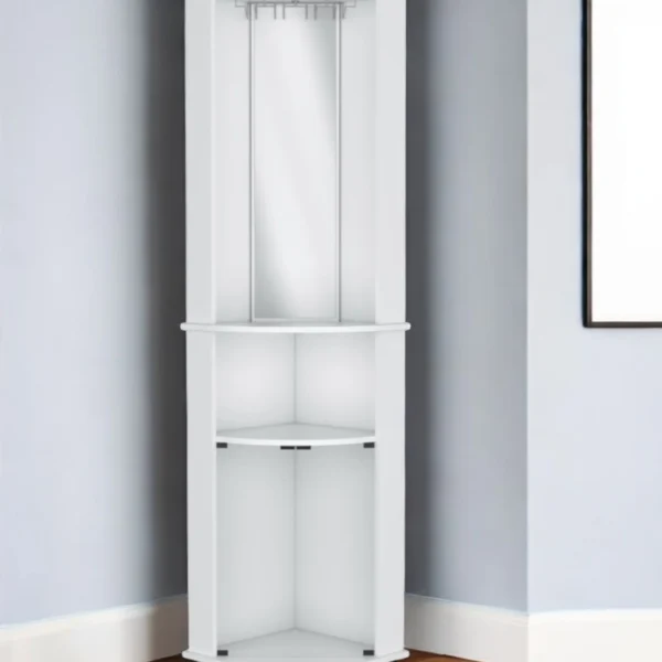 Tủ rượu góc bằng gỗ màu trắng 3 ngăn cao 190cm
