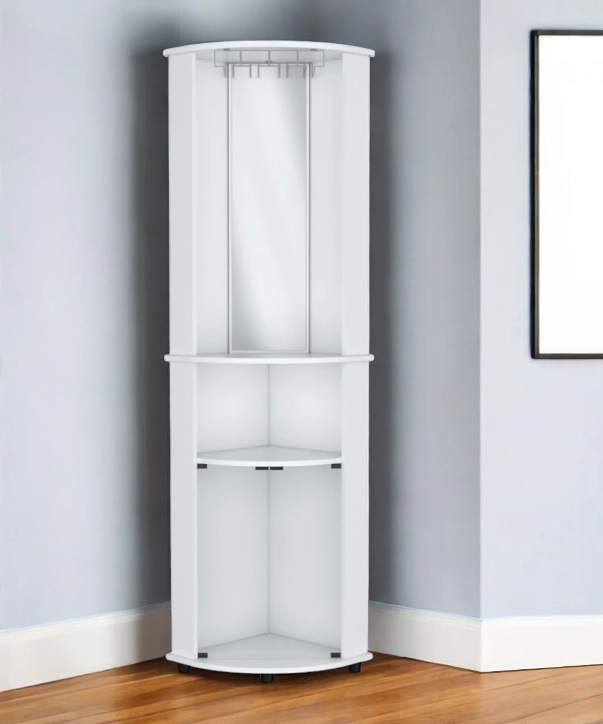 Tủ rượu góc bằng gỗ màu trắng 3 ngăn cao 190cm