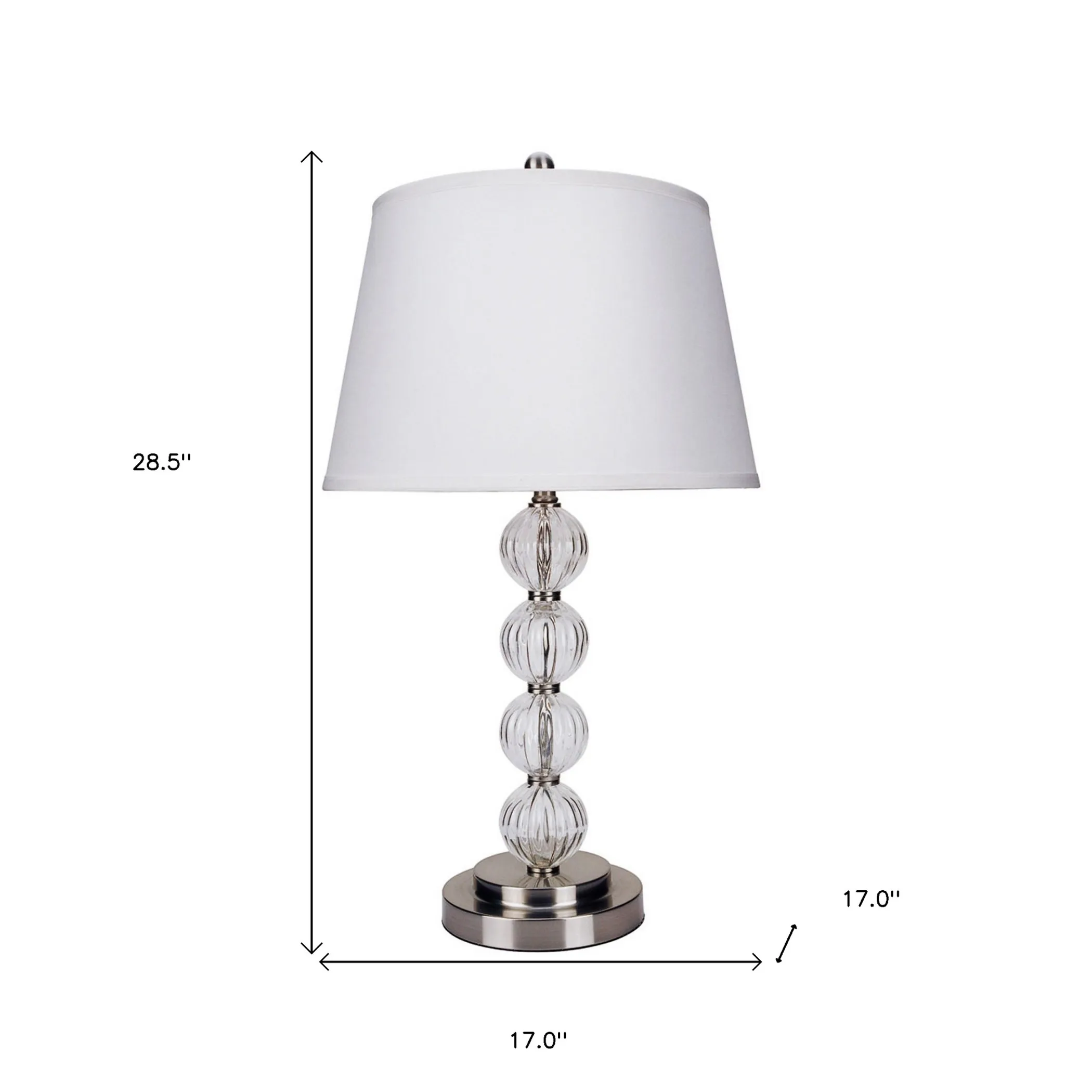 Đèn bàn kim loại màu bạc chụp vải trắng dáng loe 74cm - Ảnh 6