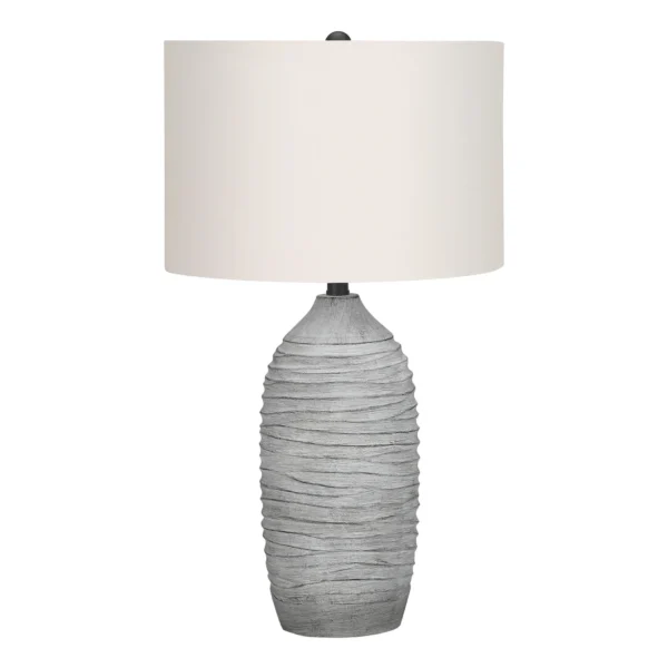 Đèn bàn thân trụ màu xám 69cm với chụp đèn tròn màu ngà