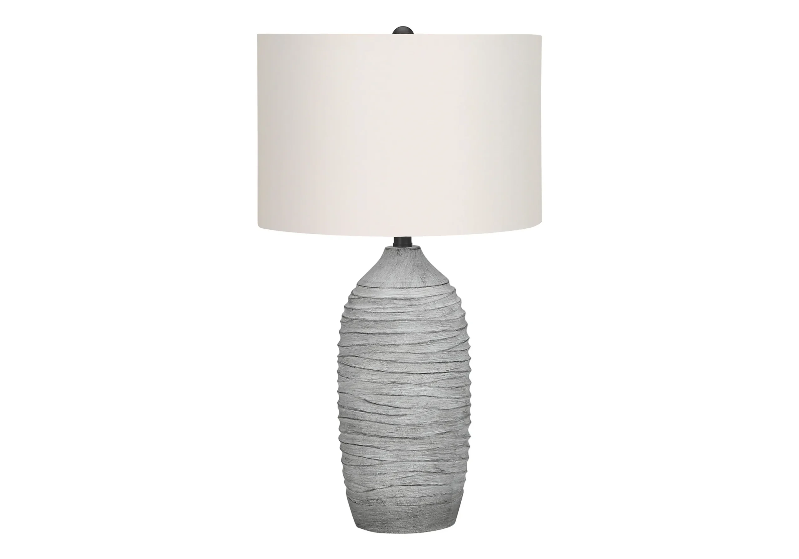 Đèn bàn thân trụ màu xám 69cm với chụp đèn tròn màu ngà