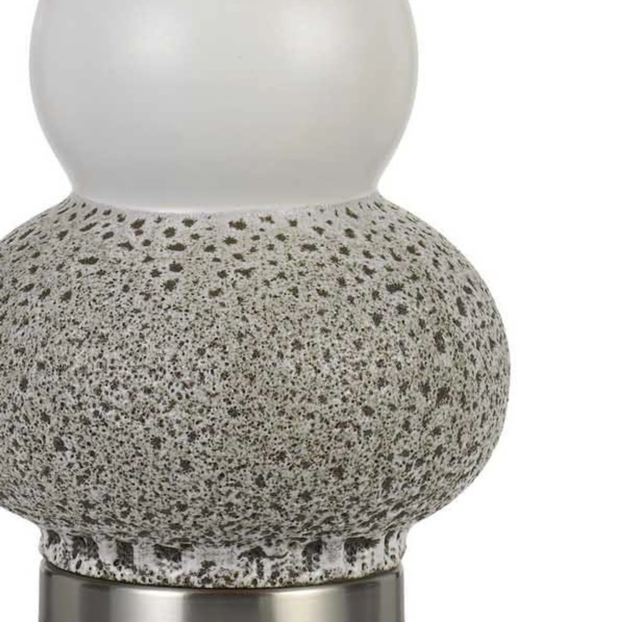 Bộ 2 đèn bàn kim loại bạc 61cm hai bóng, chụp cầu trắng - Ảnh 4