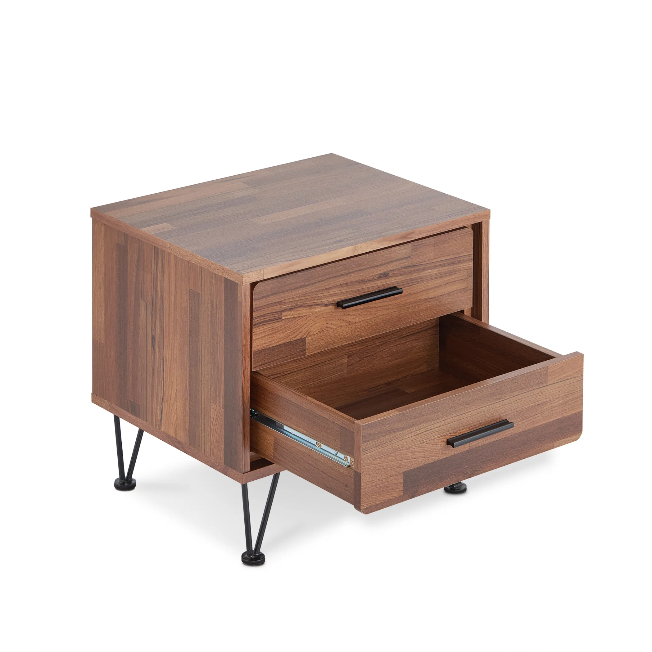 Tủ đầu giường khung kim loại 2 ngăn kéo màu nâu 46cm - Ảnh 3