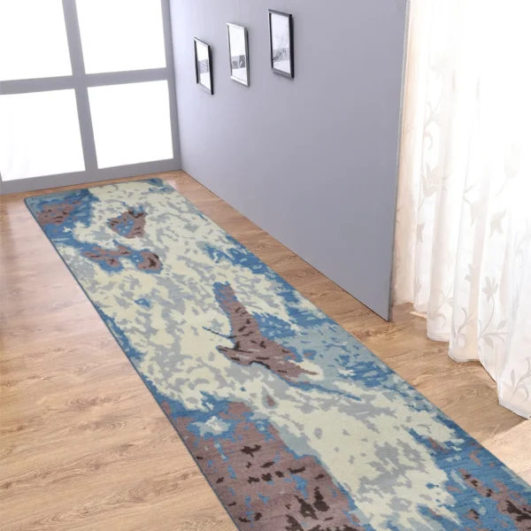 Thảm chạy hành lang len dệt thắt tay Rugsotic Carpets 0,75m x 3m họa tiết trừu tượng